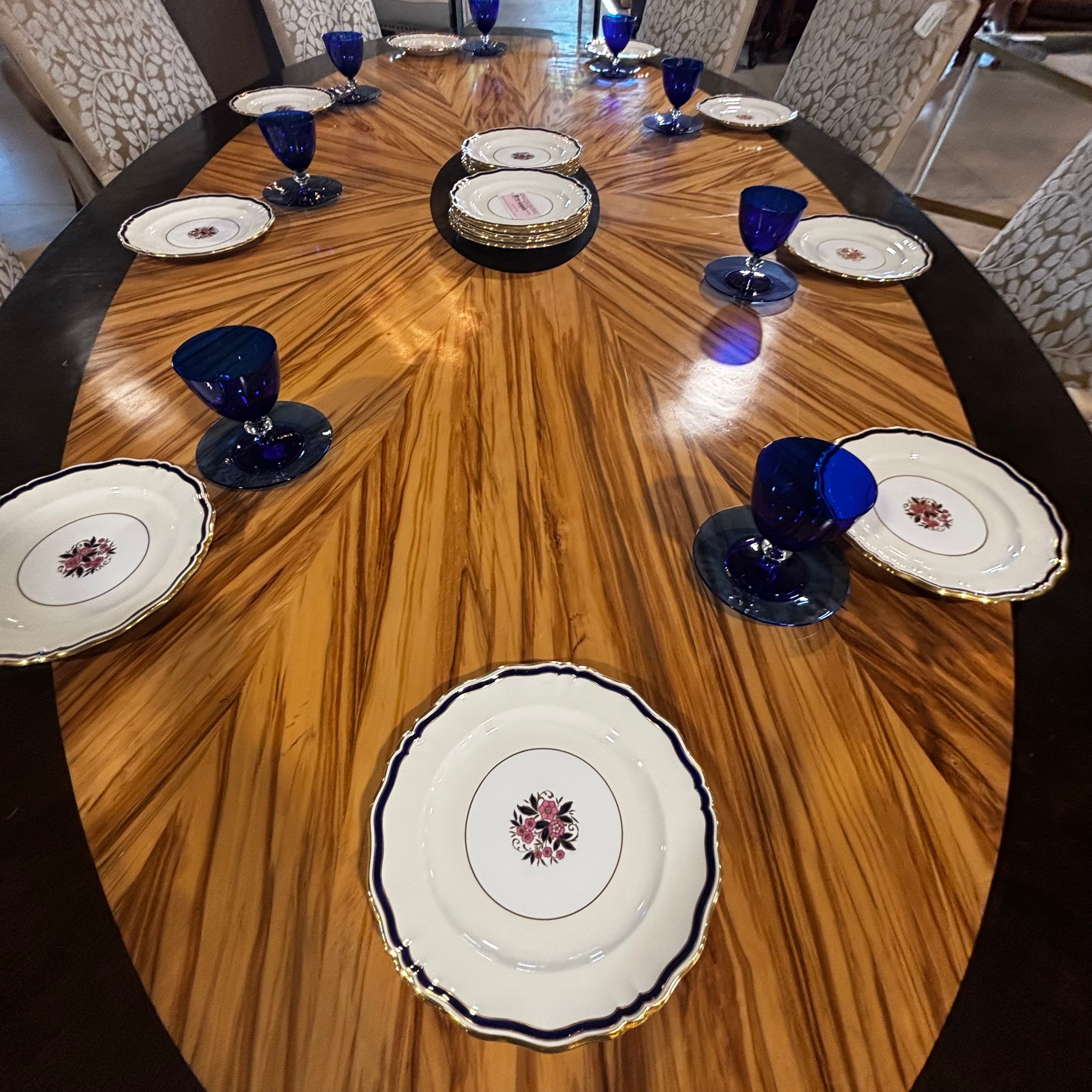 Antique Set of 18 Made For Tiffany's Minton Cobalt Blue, Gold Encrusted Rim  #4345 Bone China  Dinner Plates, 10.5" Each