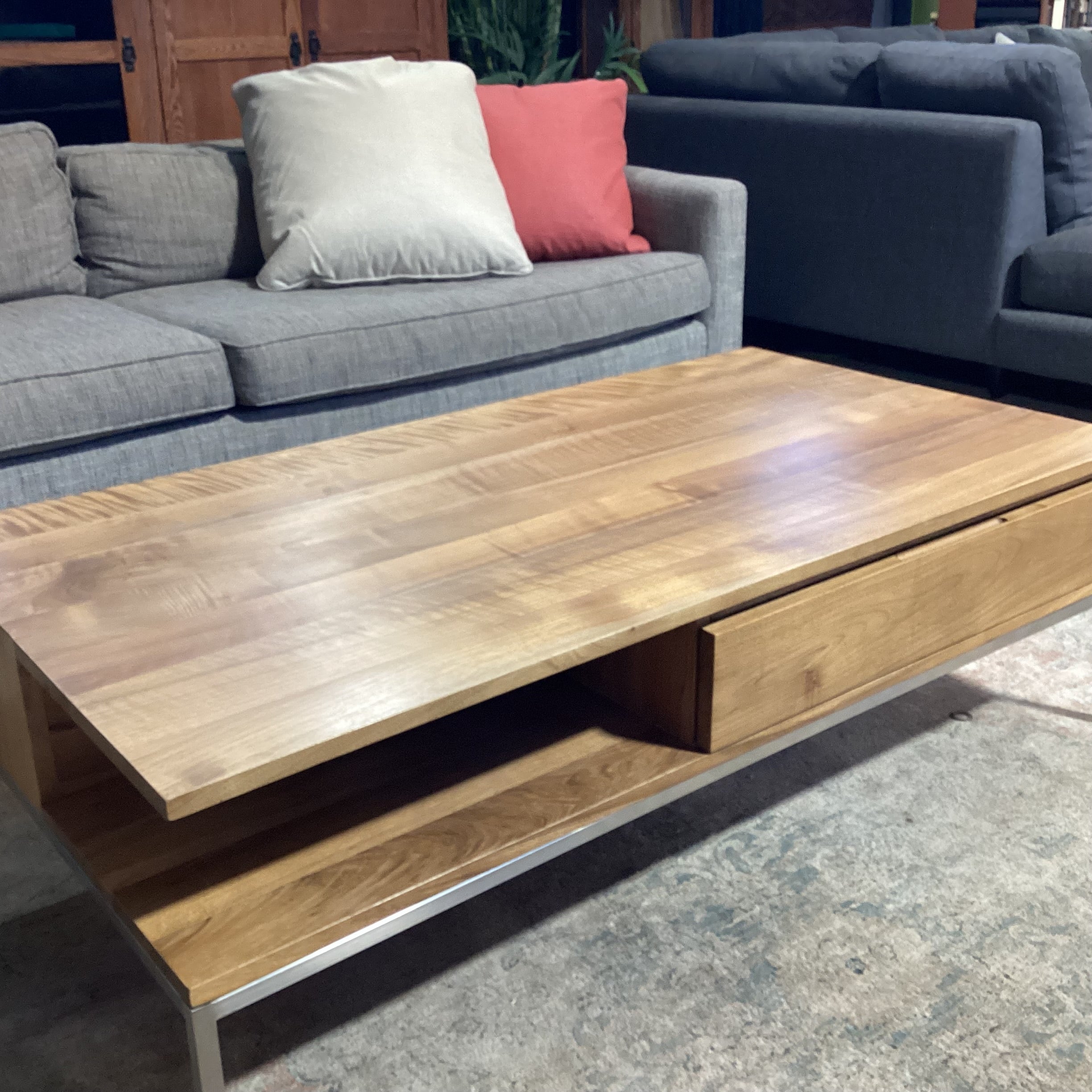 Gingko Furniture Mid Century Style Natural Walnut Soho Coffee Table 54"x 28"x 17"