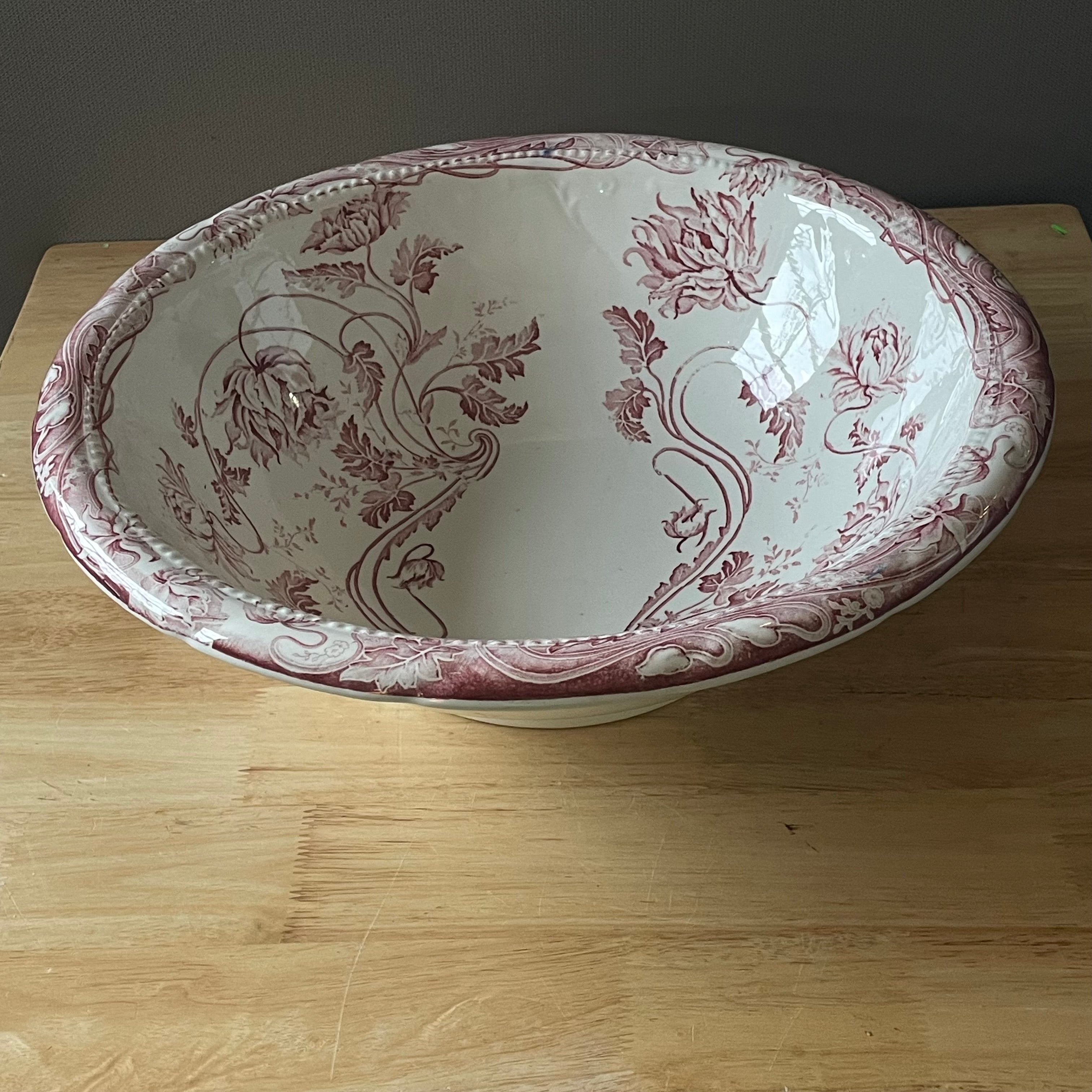 Antique Colonial Pottery "Togo" Ironstone Wash Basin/Large Bowl, 16"x 5"