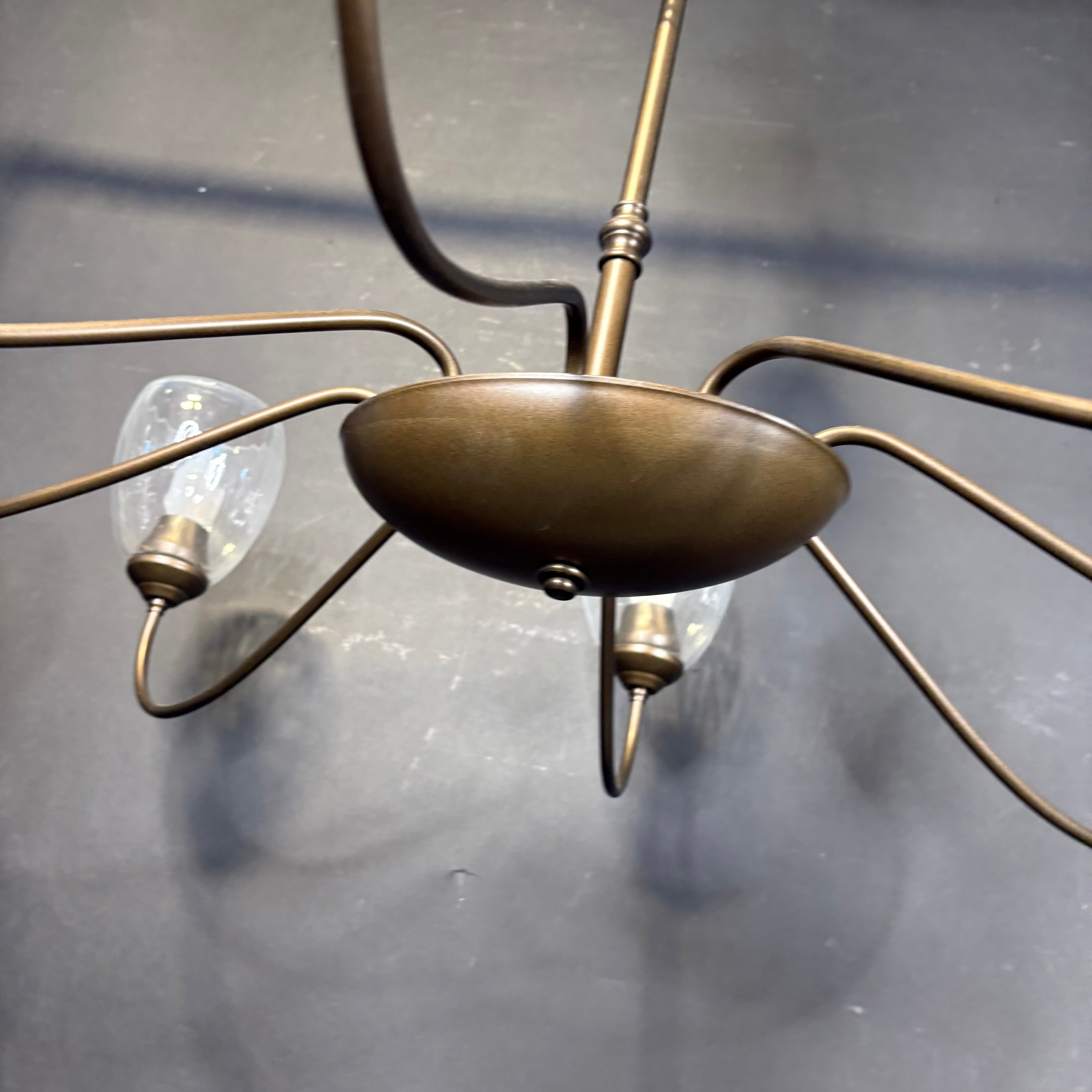 Hubbardton Forge Oval 8-Light Bronze with Glass Shades Chandelier 43”x 27”x 17” - 65”