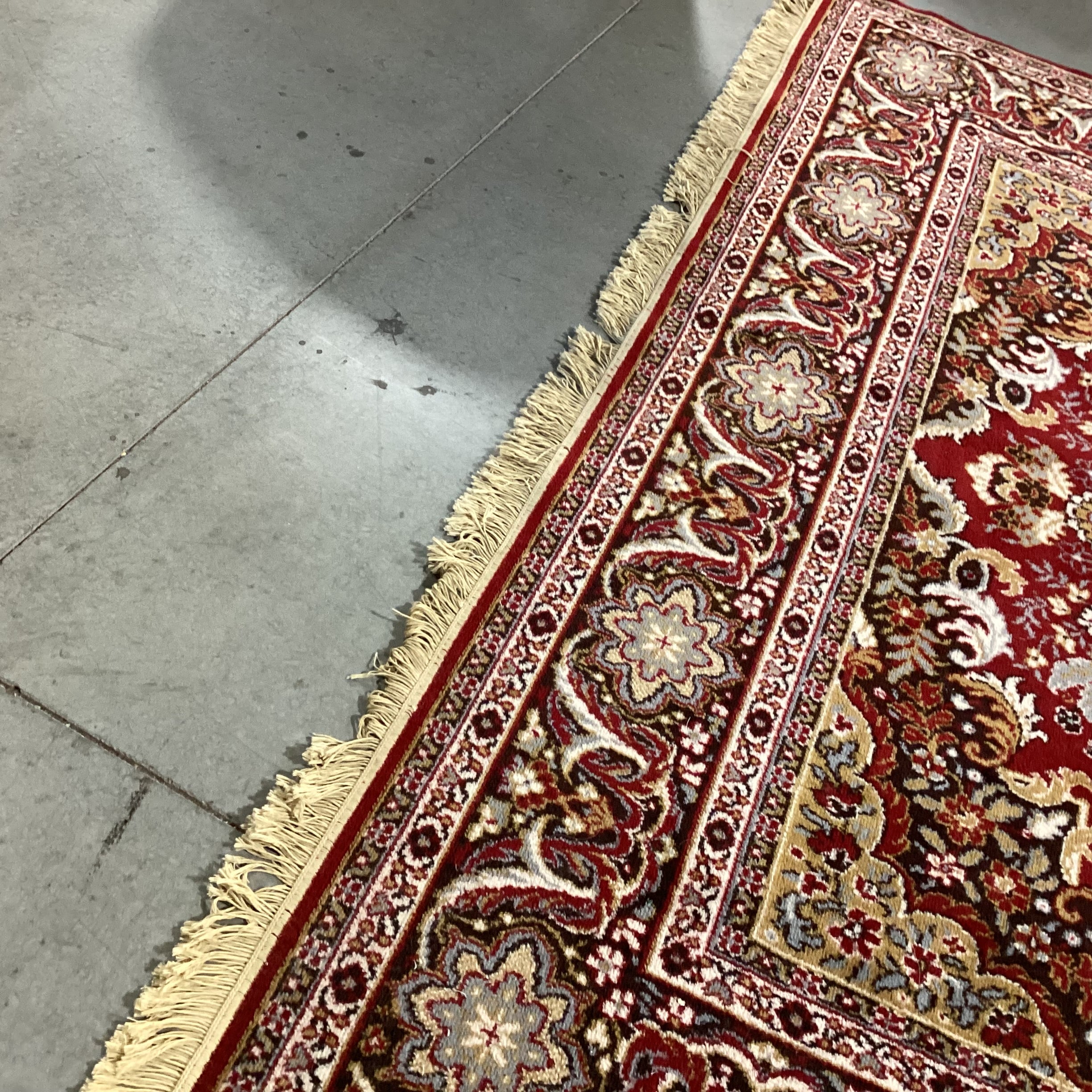Vintage Karastan Style Red Golden Tan Brown & Blue Wool Rug 8'x 11'6"