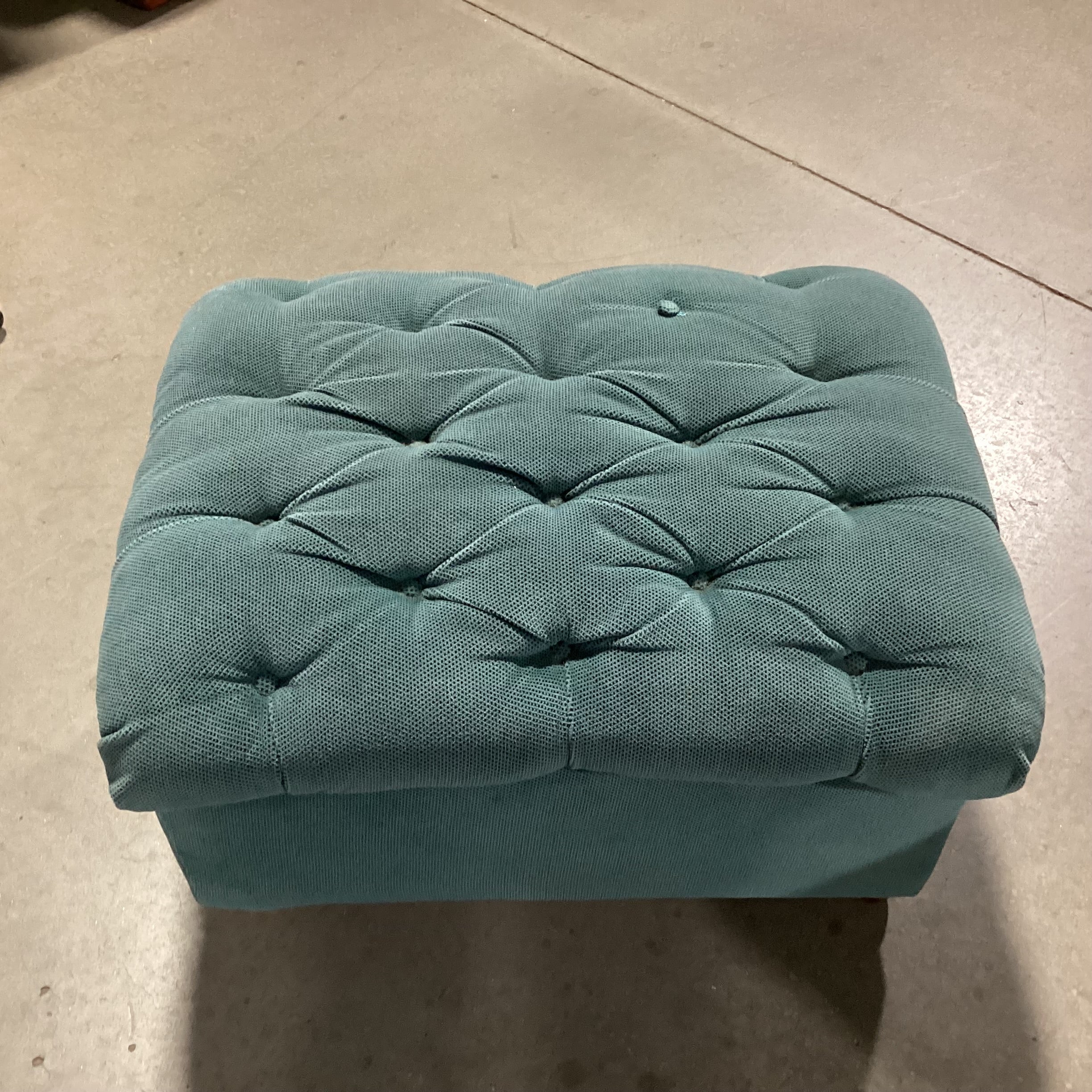 Vintage Antique Teal Tufted Winged with Ottoman Rocker Chair 34"x 36"x 39"
