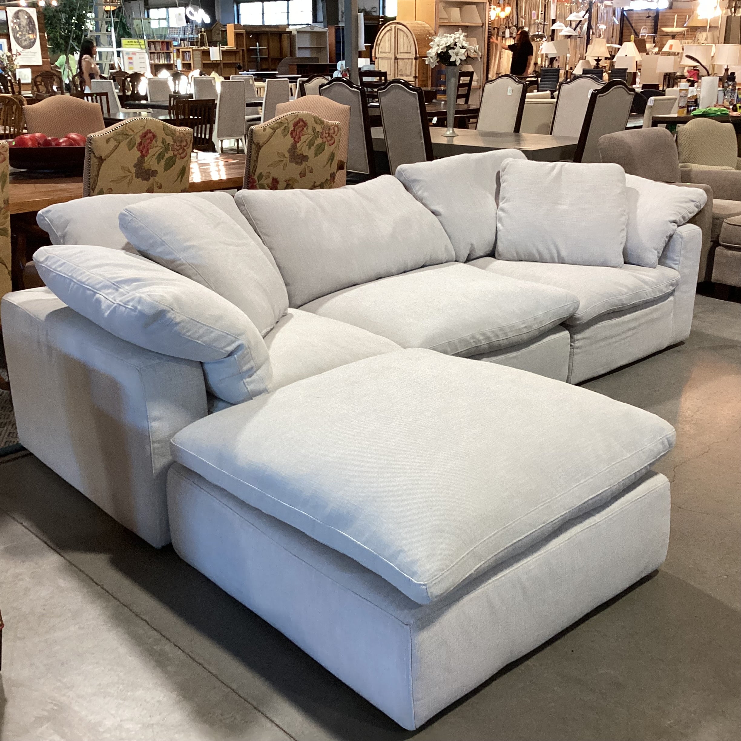 Restoration Hardware The Original Cloud Linen Down Mix 4 Piece Sectional 121"x 81"x 40"x 36"
