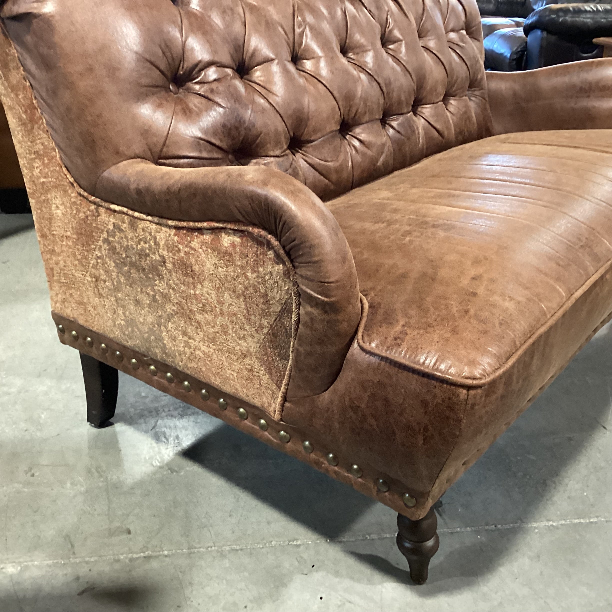 Pier 1 Imports Faux Leather Tufted Nail Head & Upholstery Love Seat Sofa 55"x 38"x 35"