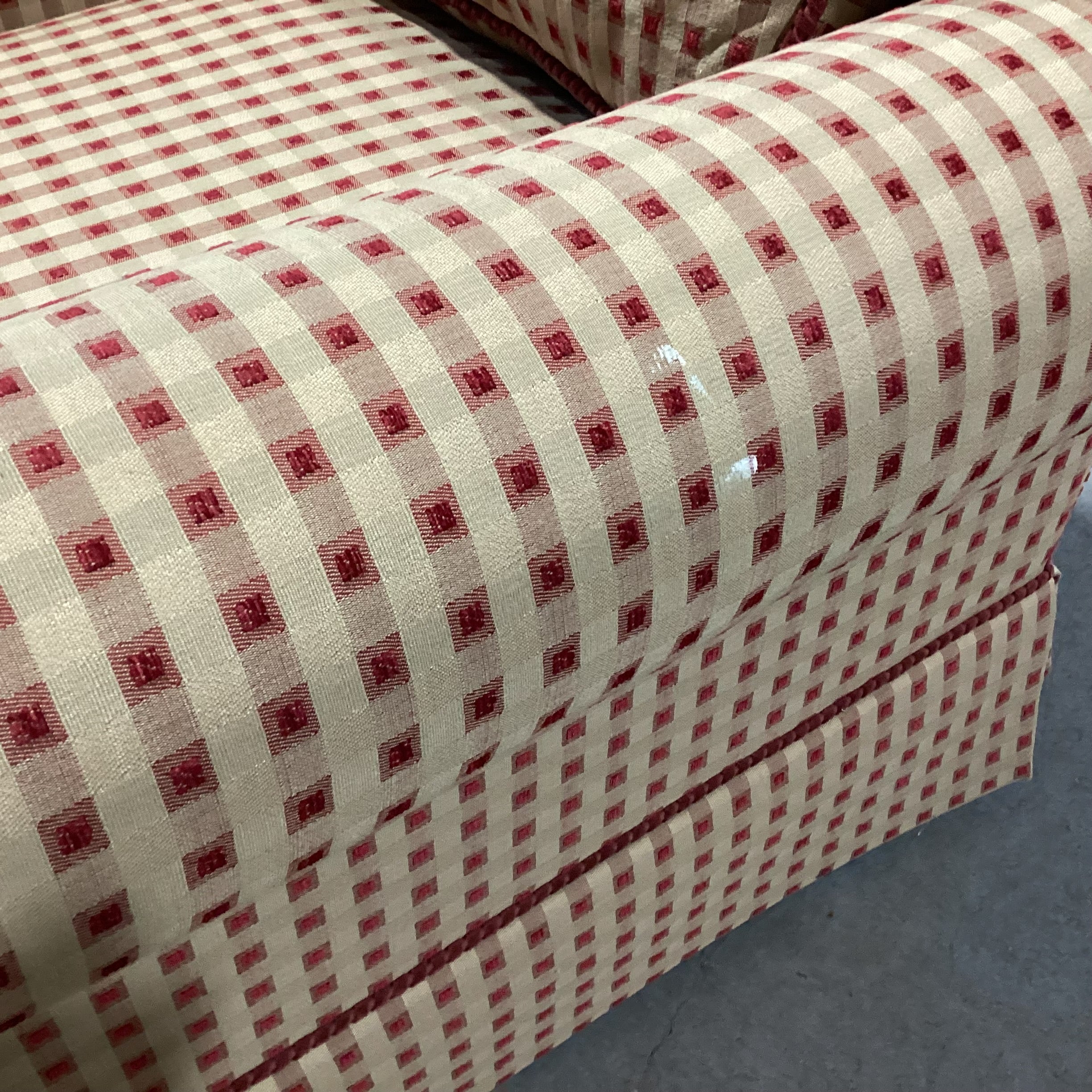 Slifer Designs Red & Tan Raised Checker with Ottoman Chair 38"x 36"x 28"