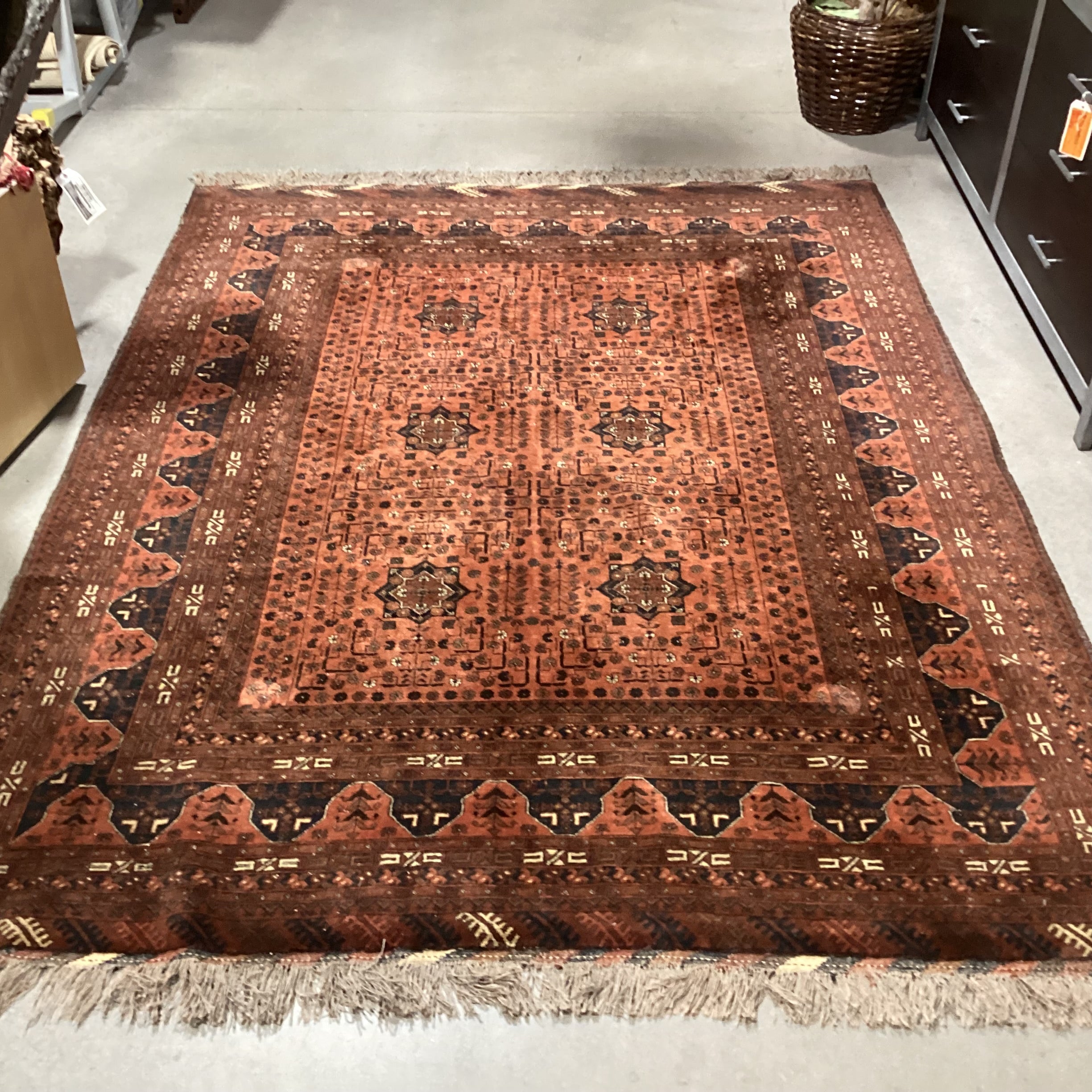 Rust & Black Hand Woven Wool Rug 6'10"x 9'6"