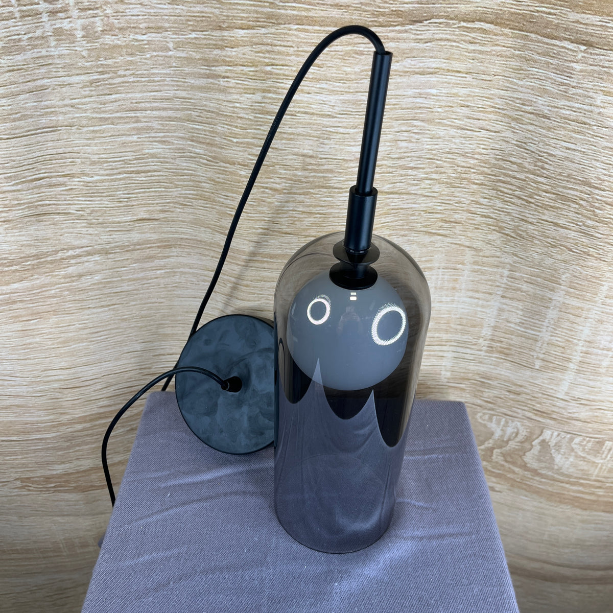 AFX Kiran 1Light LED Black and Smoke Glass Ceiling Pendant 4" Diamete