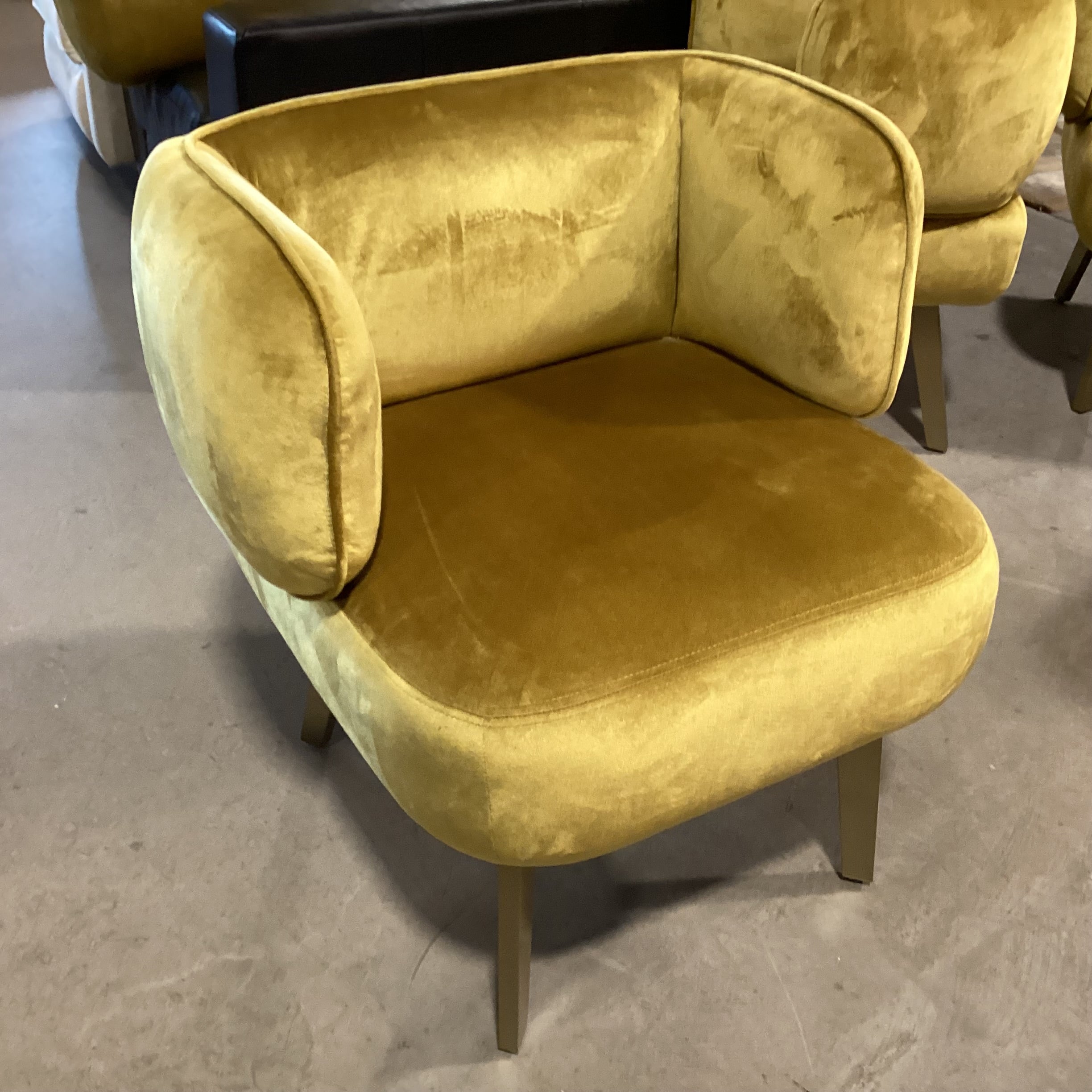 I was Made for You Interior Define Saffron Velvet & Gold Metal Modern Chair 27"x 24"x 30"