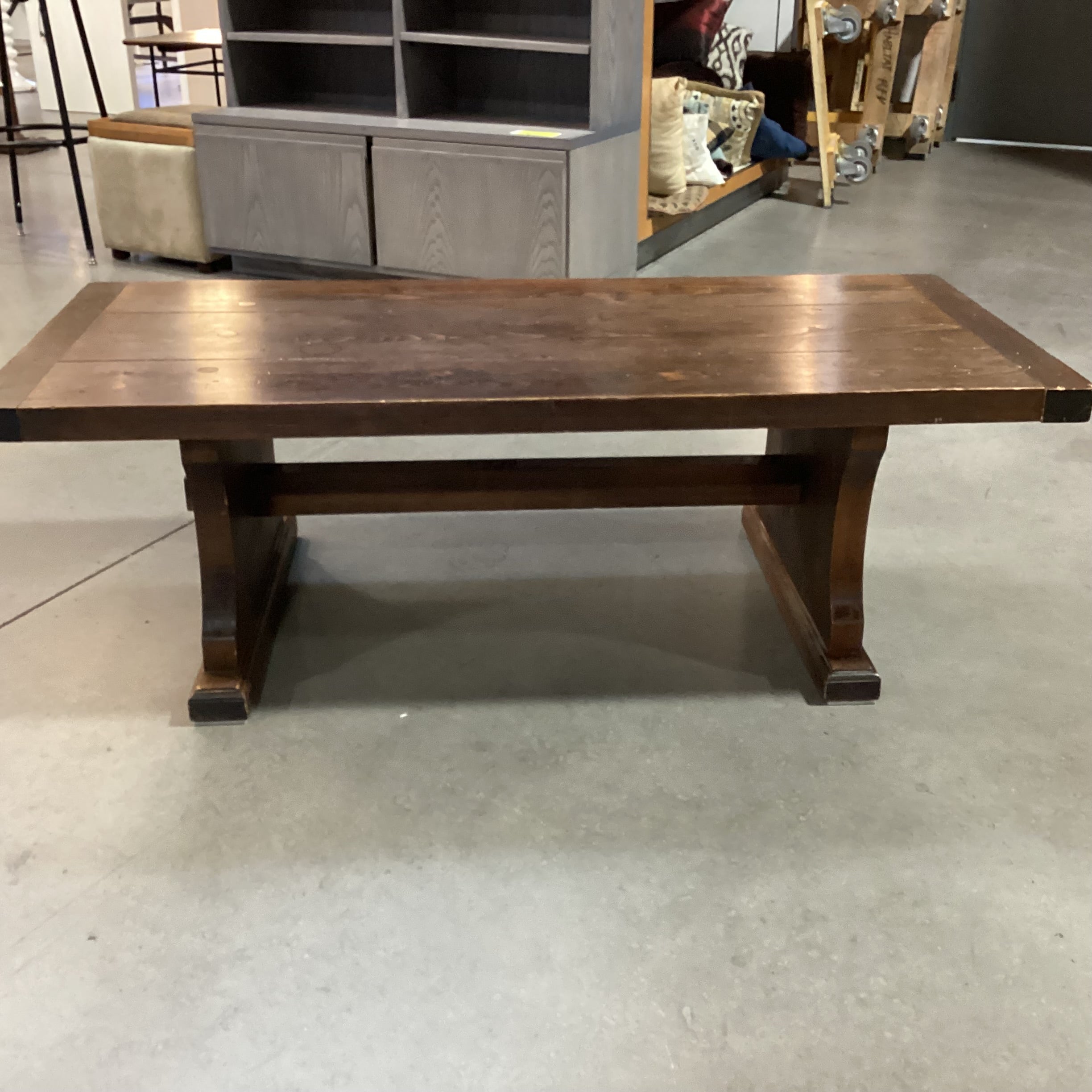 Plank & Carved Wood with Trestle Coffee Table 52.5"x 23"x 17.5