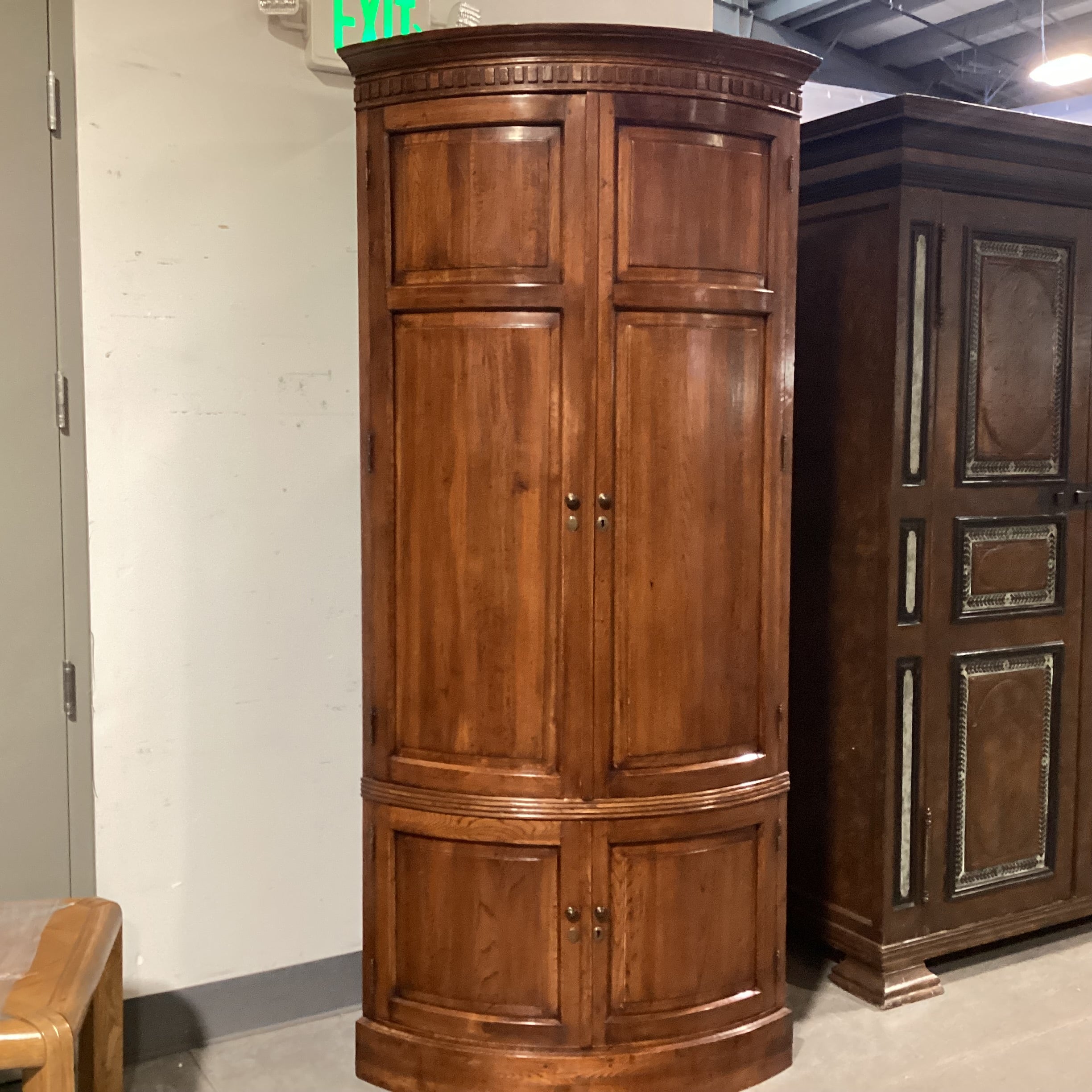 Lillian August Carved Wood with Shelves 4 Door Corner Display Armoire 42"x 30"x 91"