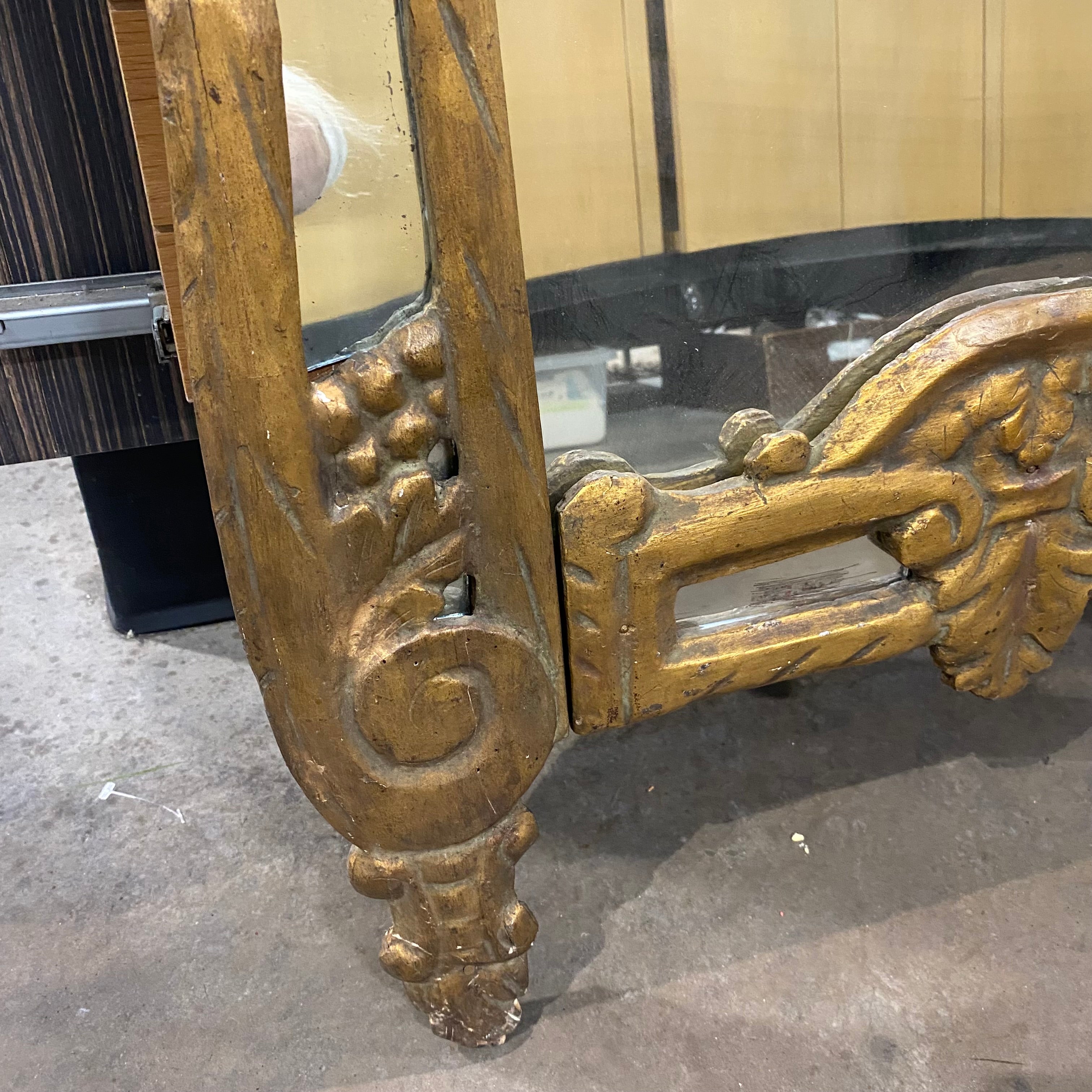 Heavy Antique Carved Gold-Gilt Wood Neoclassical Style Wall Mirror 25.5"x 52"