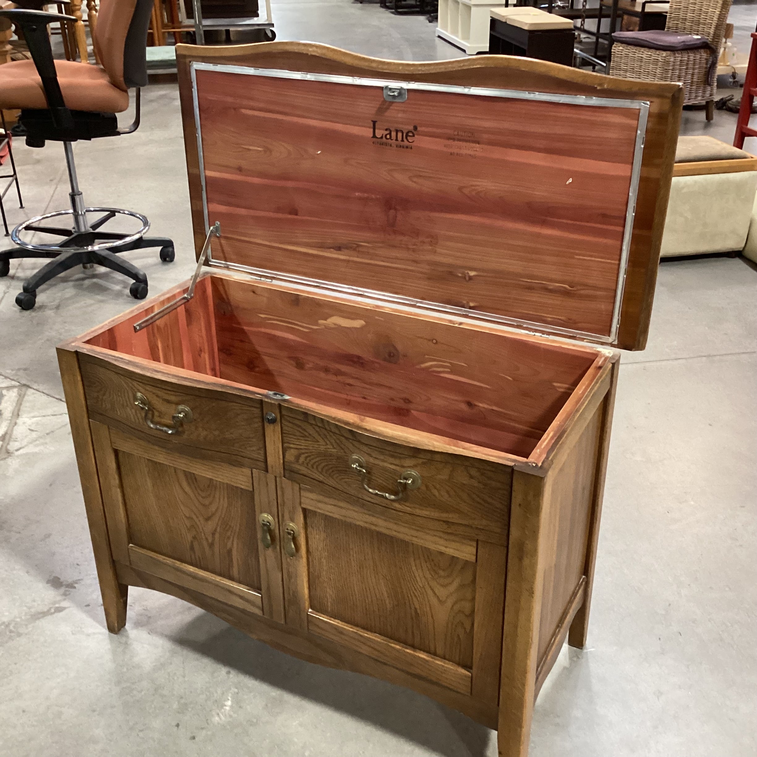 Vintage Lane Cedar Lined Faux Front Chest Trunk 37.5"x 18"x 27"