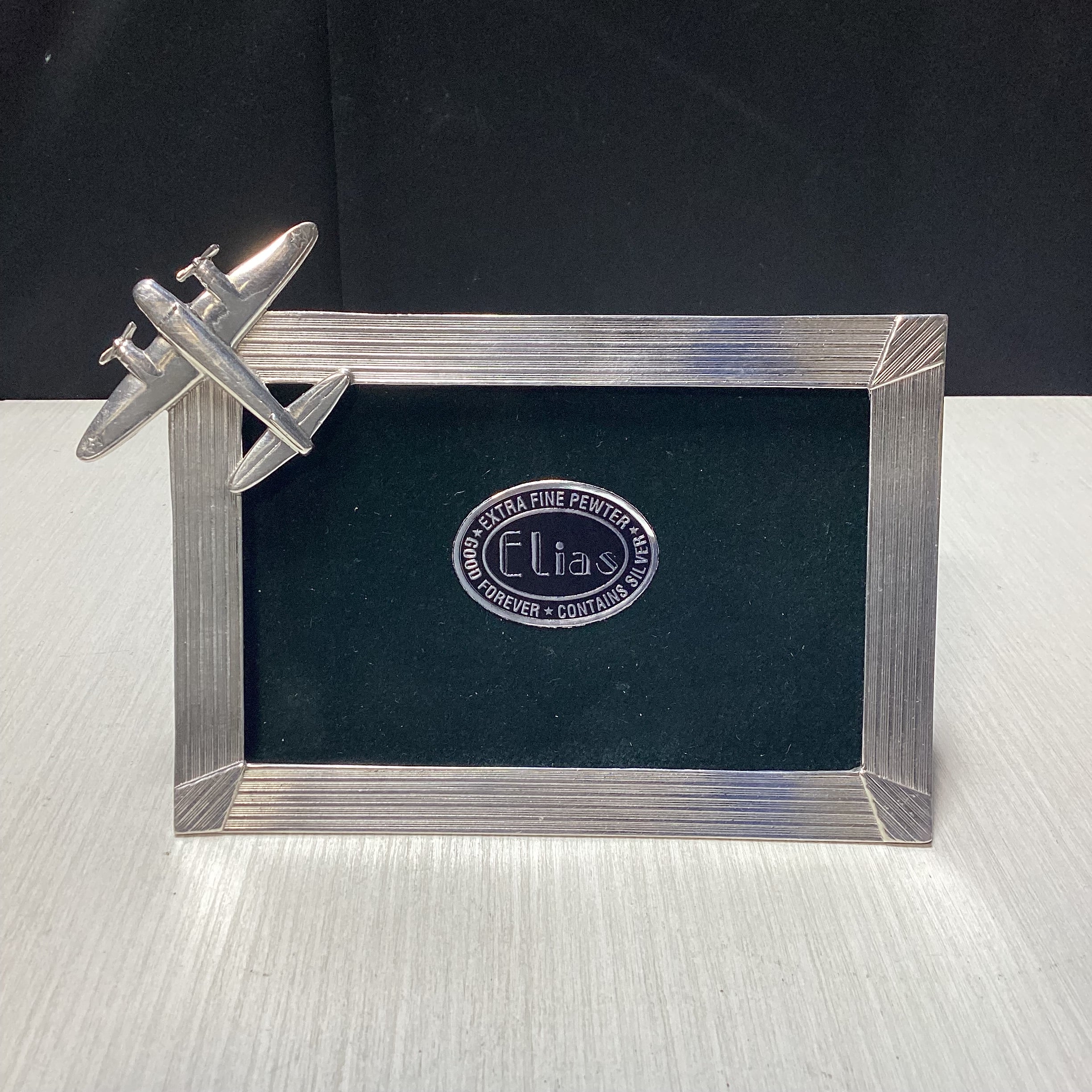 Elias Extra Fine Pewter Silver Frame With Airplane 6.5" x 4.5"