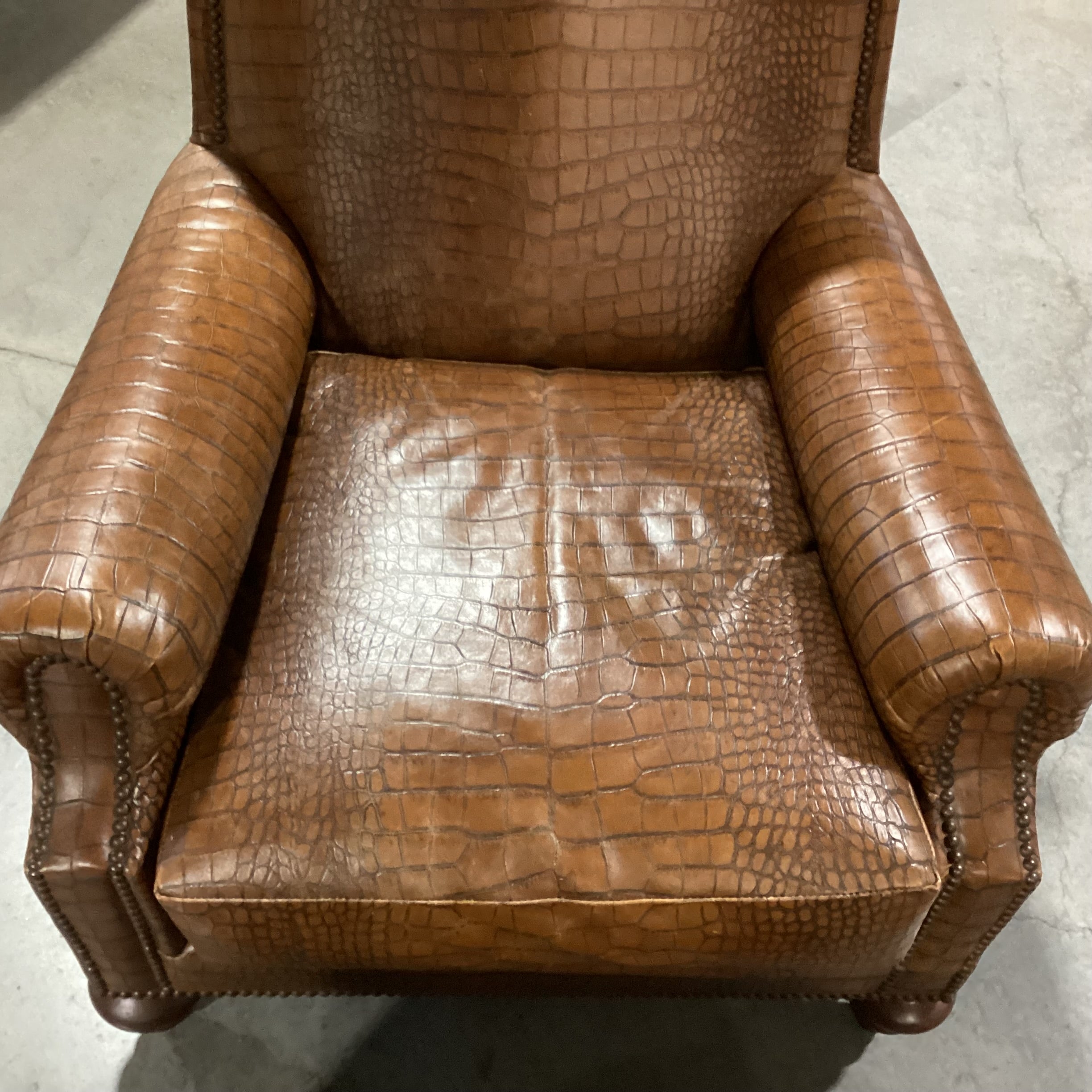 David Gilbert & Associates Croc Leather Nailhead With Ottoman Chair 33 ...