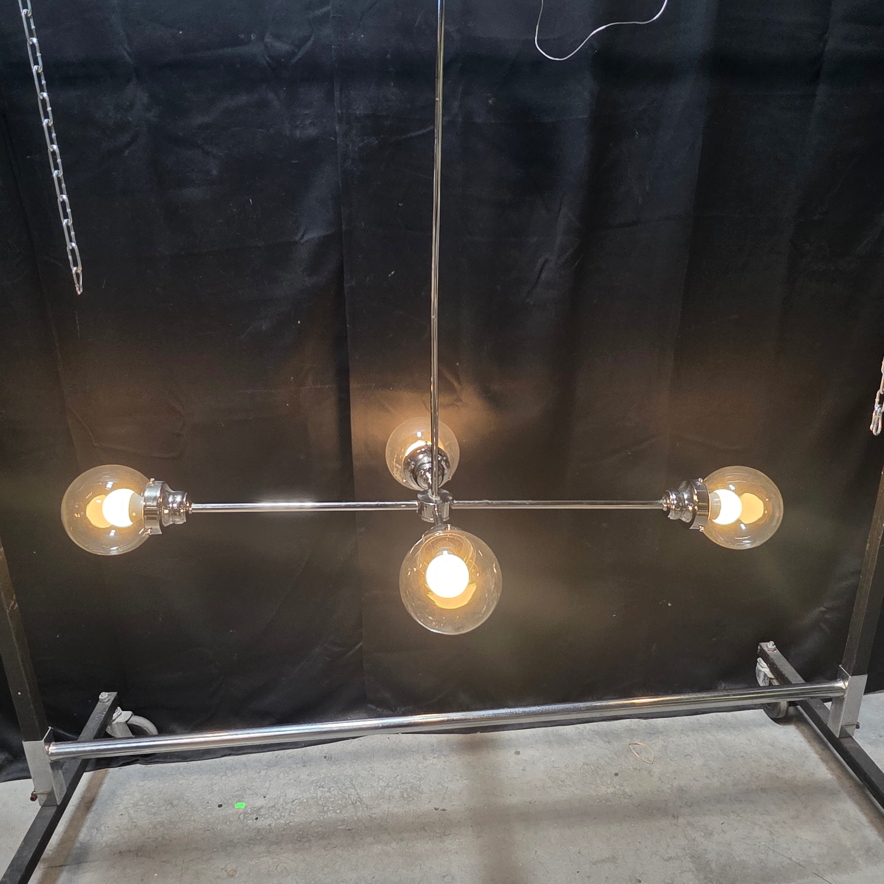 Atwell Collection 4 Light Brushed Nickel Mid-Century Modern Chandelier Clear Glass Bulbs 48"x24"x34"