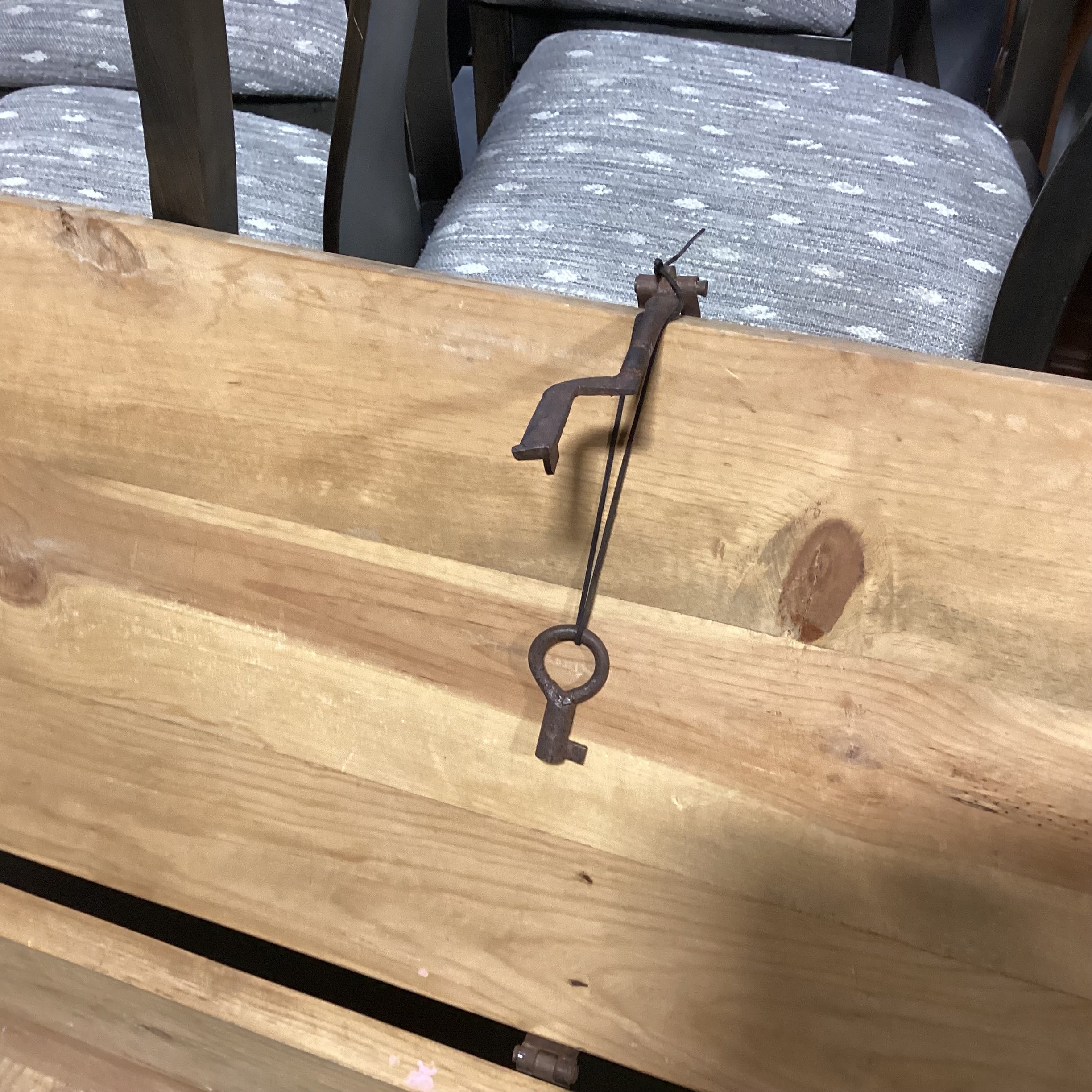 Natural Rustic Pine with Iron Accent Trunk 63"x 18.5"x 16"