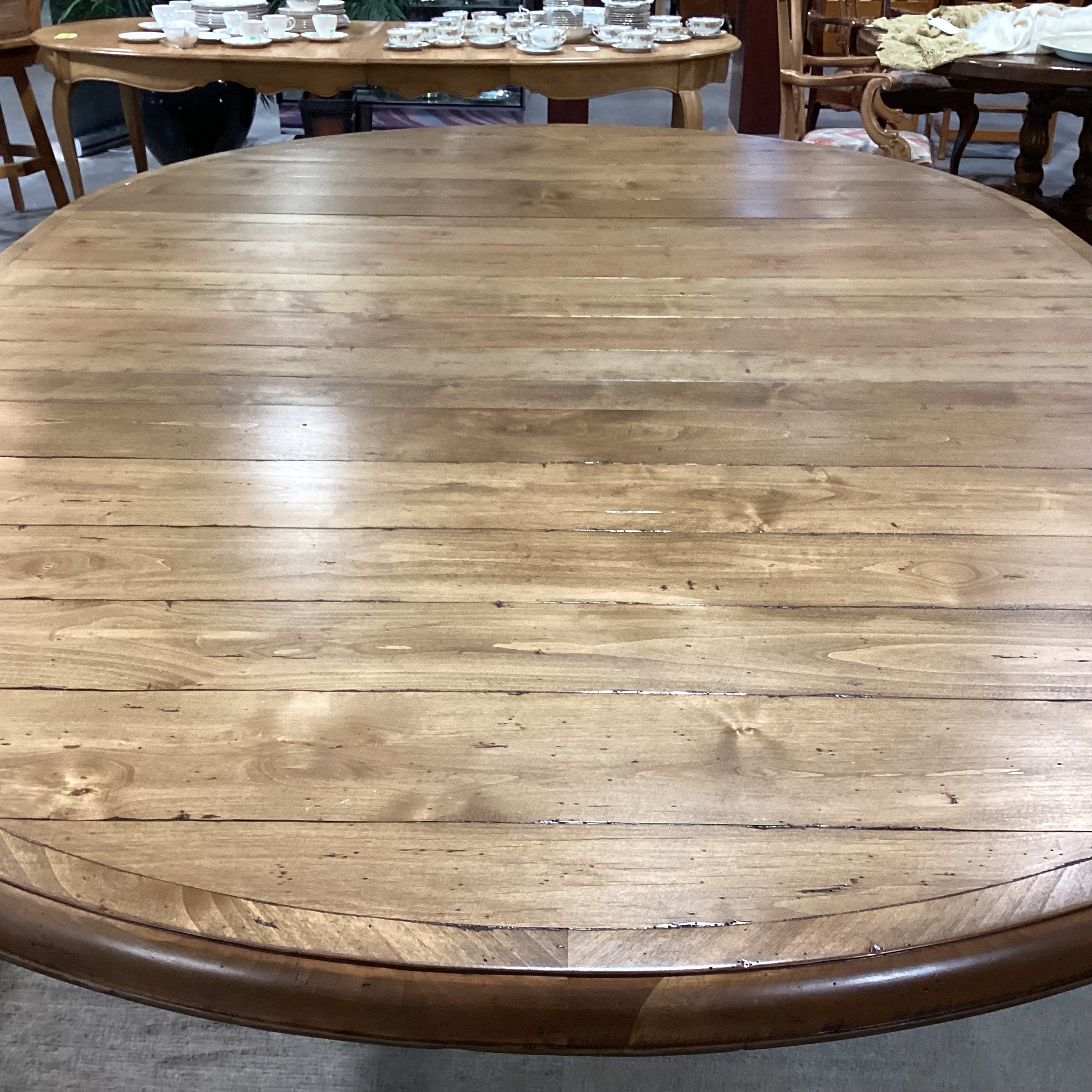 Custom Round to Oval Carved Ornate Base Adler Wood Dining Table 72" Diameter to 108"x 72"x 30"