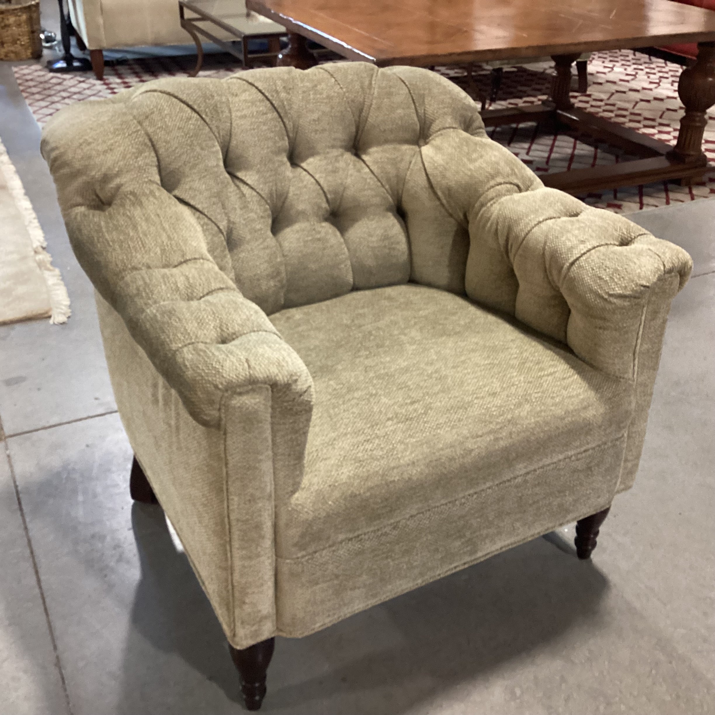 JJ Custom Sage Woven Chenille Tufted Chair 32"x 32"x 32"