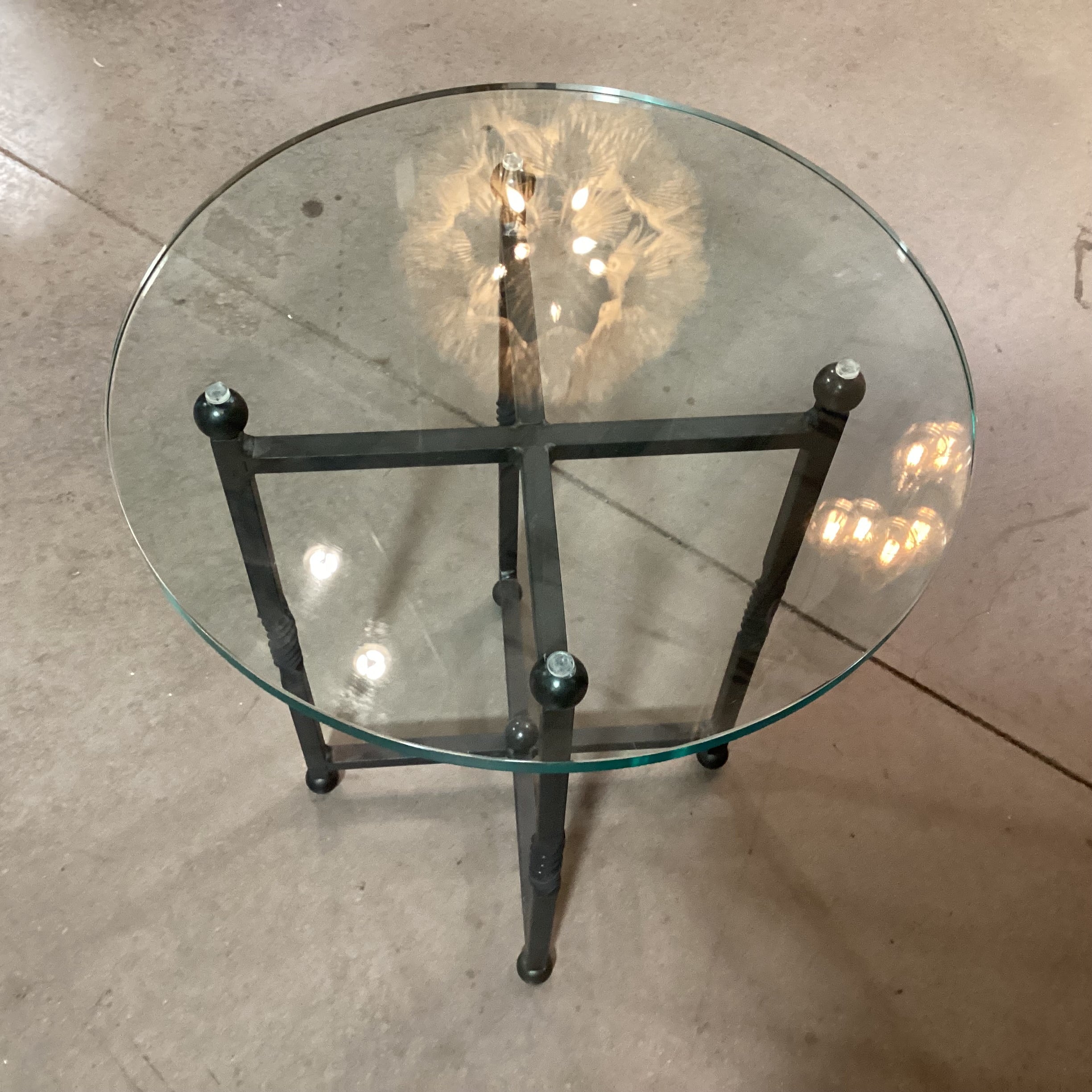 Twist Iron & Round Glass End Table 18" Diameter x 22"