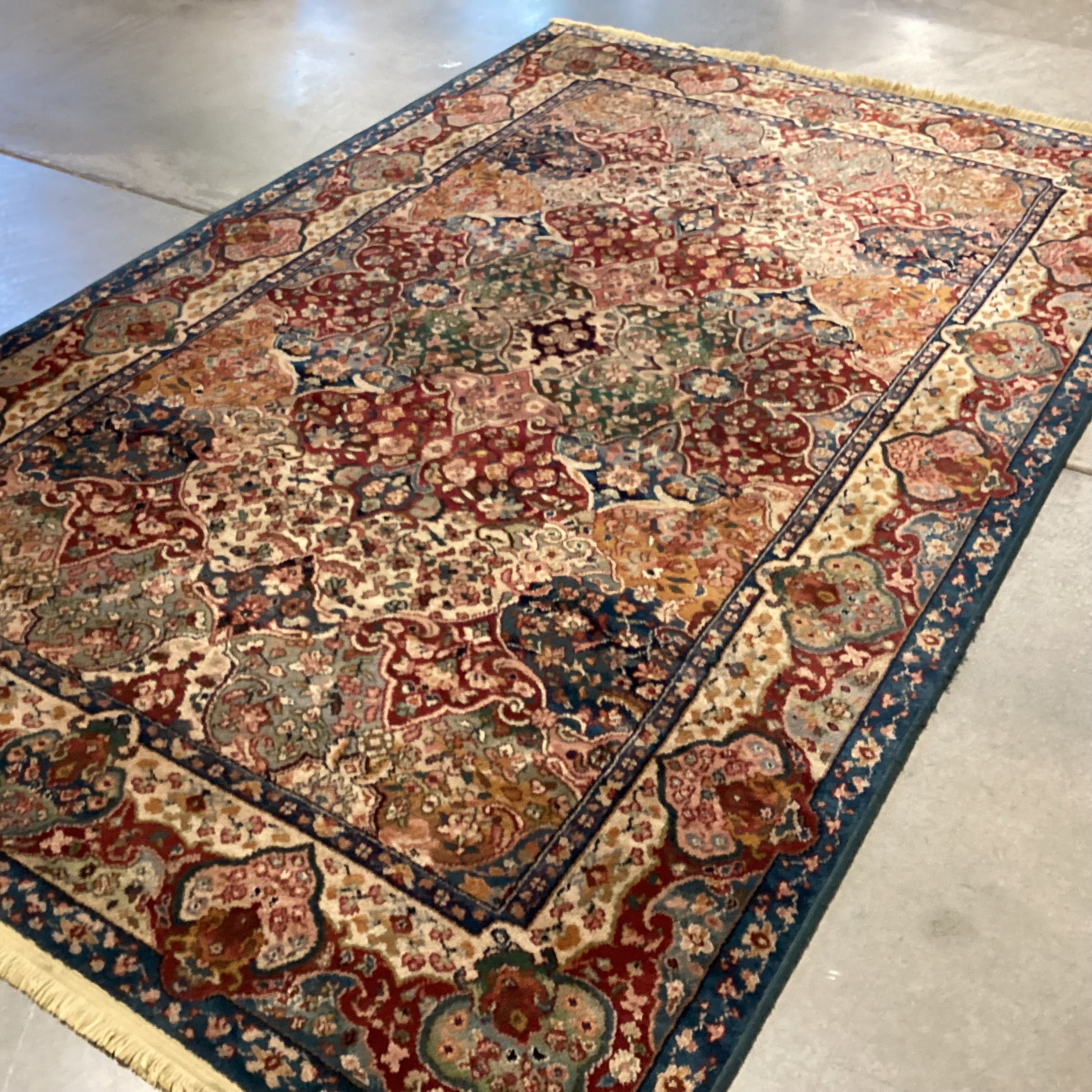 Karastan Samovar Teawash Tan Red Blue Green Wool Rug 5'9"x 9'