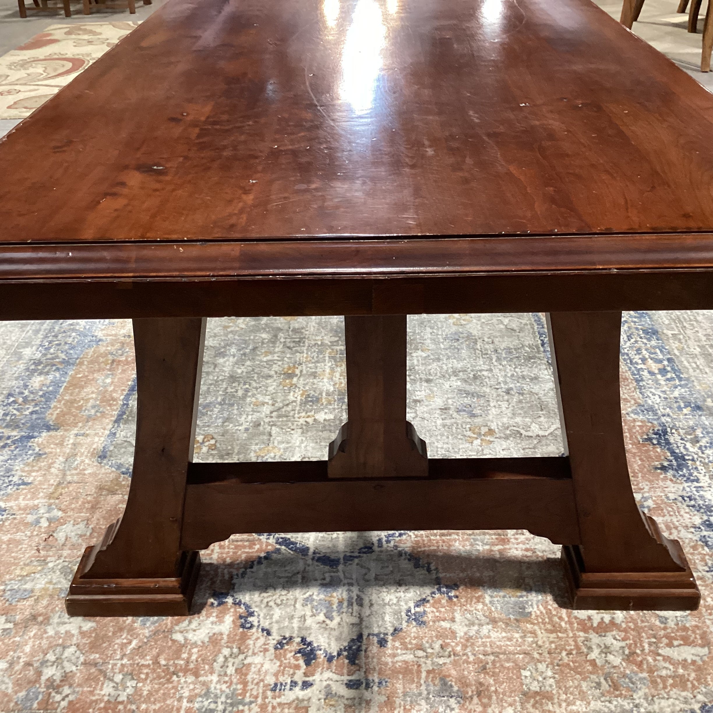 Harden Furniture Solid  Cherry Distressed Finish Arts & Crafts Style with Trestle Dining Table 88"x 40"x 30.5"