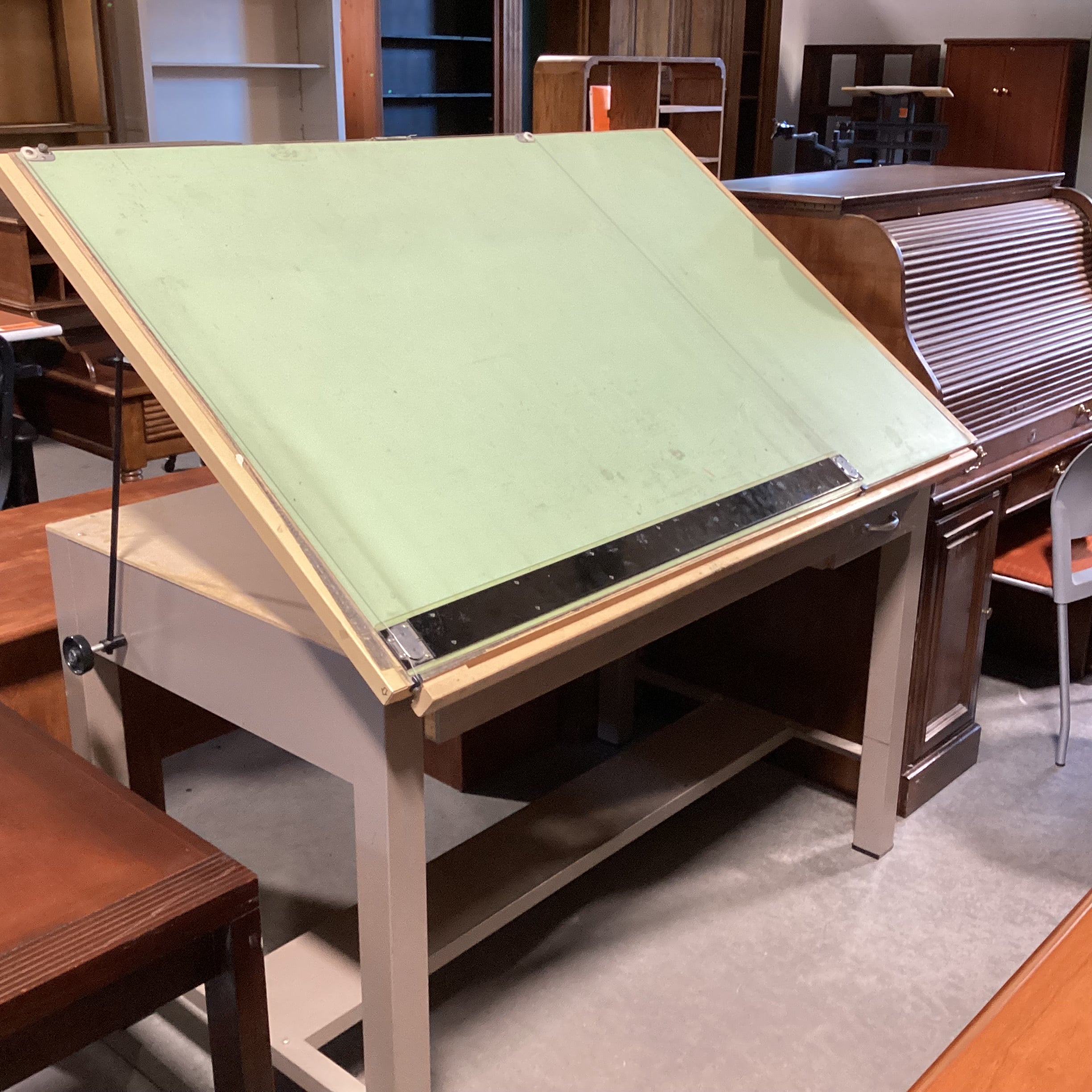 Wood & Metal Drafting Desk 60"x 38.5"x 36" to 58"