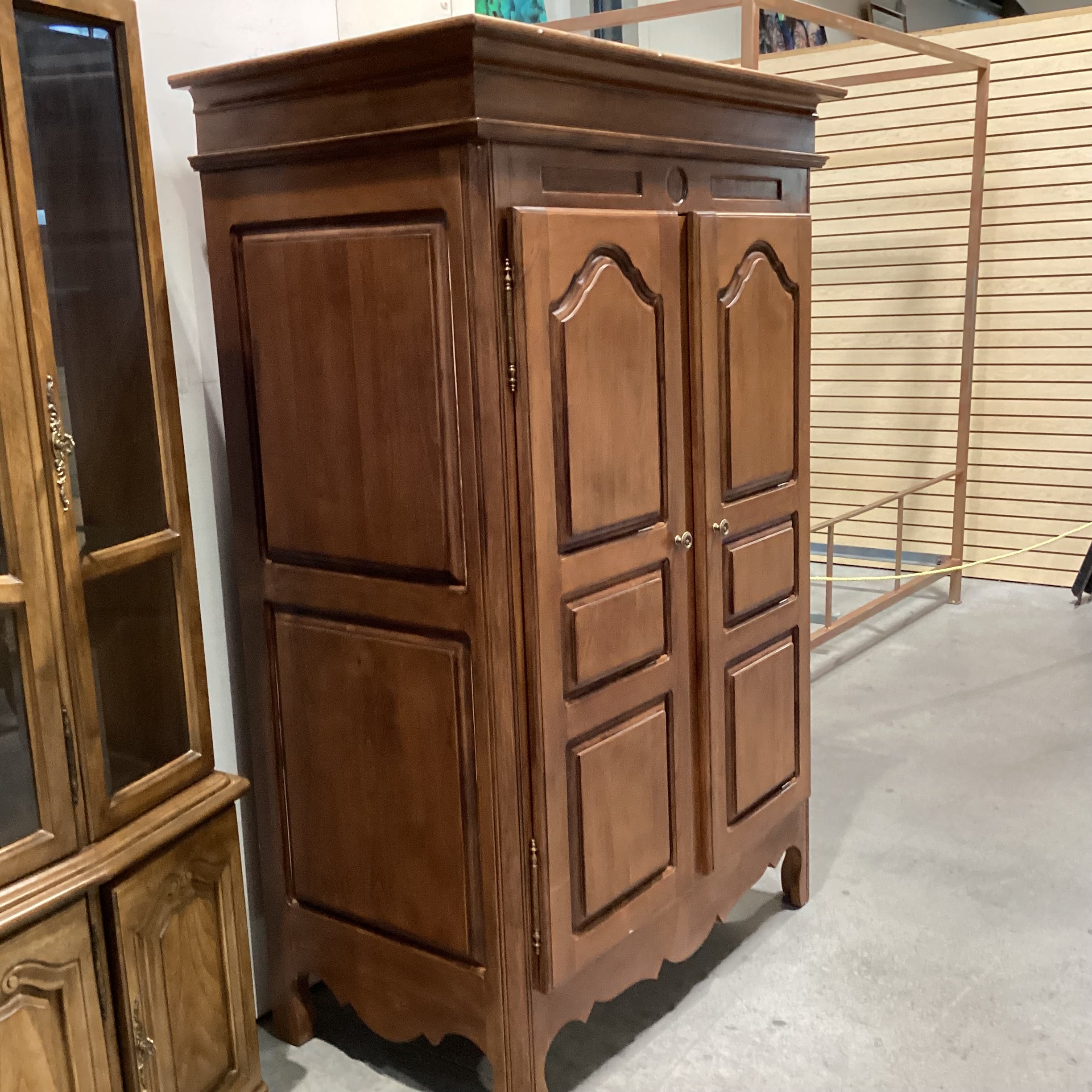 Carved Wood 2 Door with Shelves Armoire 48"x 28"x 72"