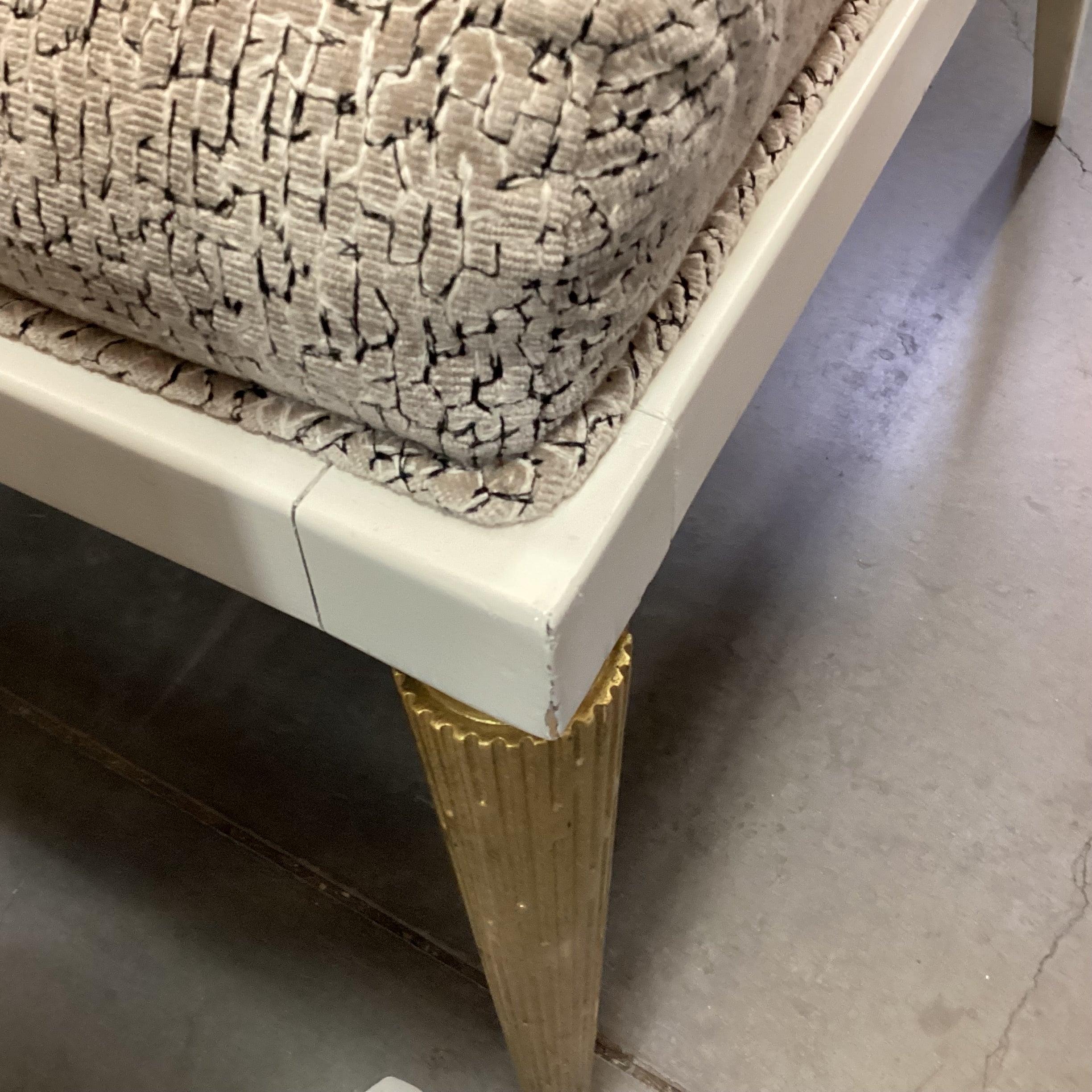 SET of 8 Jean Louis Denoit for Baker Taupe Cream Black Raised Chenille Woven & Cream Gold Wood Jasper Dining Chairs 23"x 28"x 42"