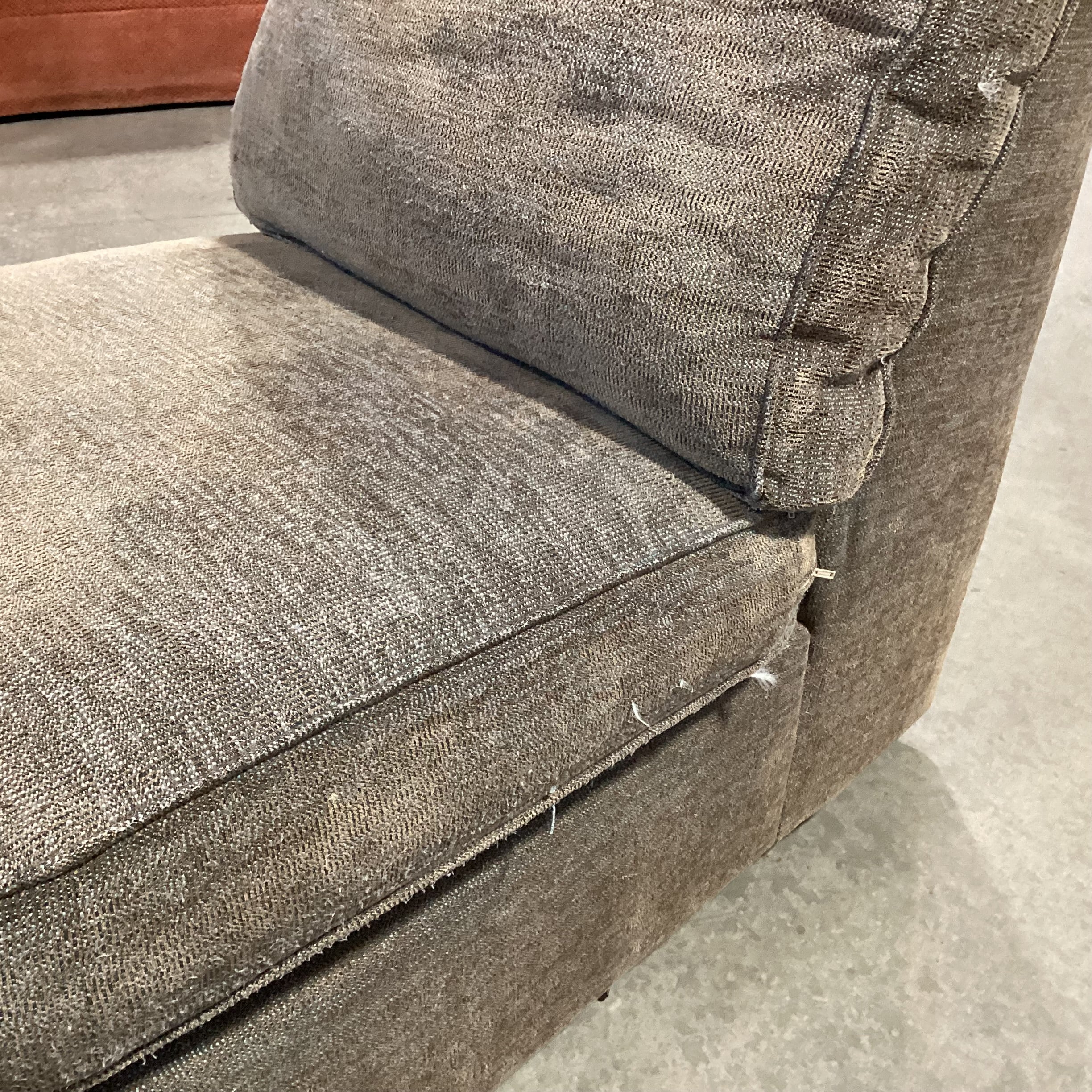 Rowe Furniture Taupe Grey Brown Woven Down Mix Slipper Chair 28"x 42"x 32"