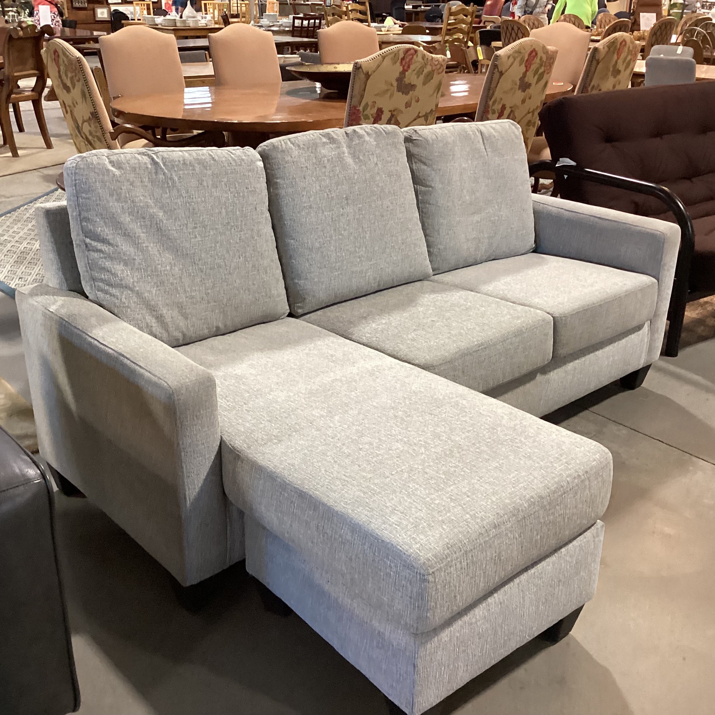 Heather Grey Woven With Flip Down Console 2 Piece Sectional 80"x 58"x 33"x 35"