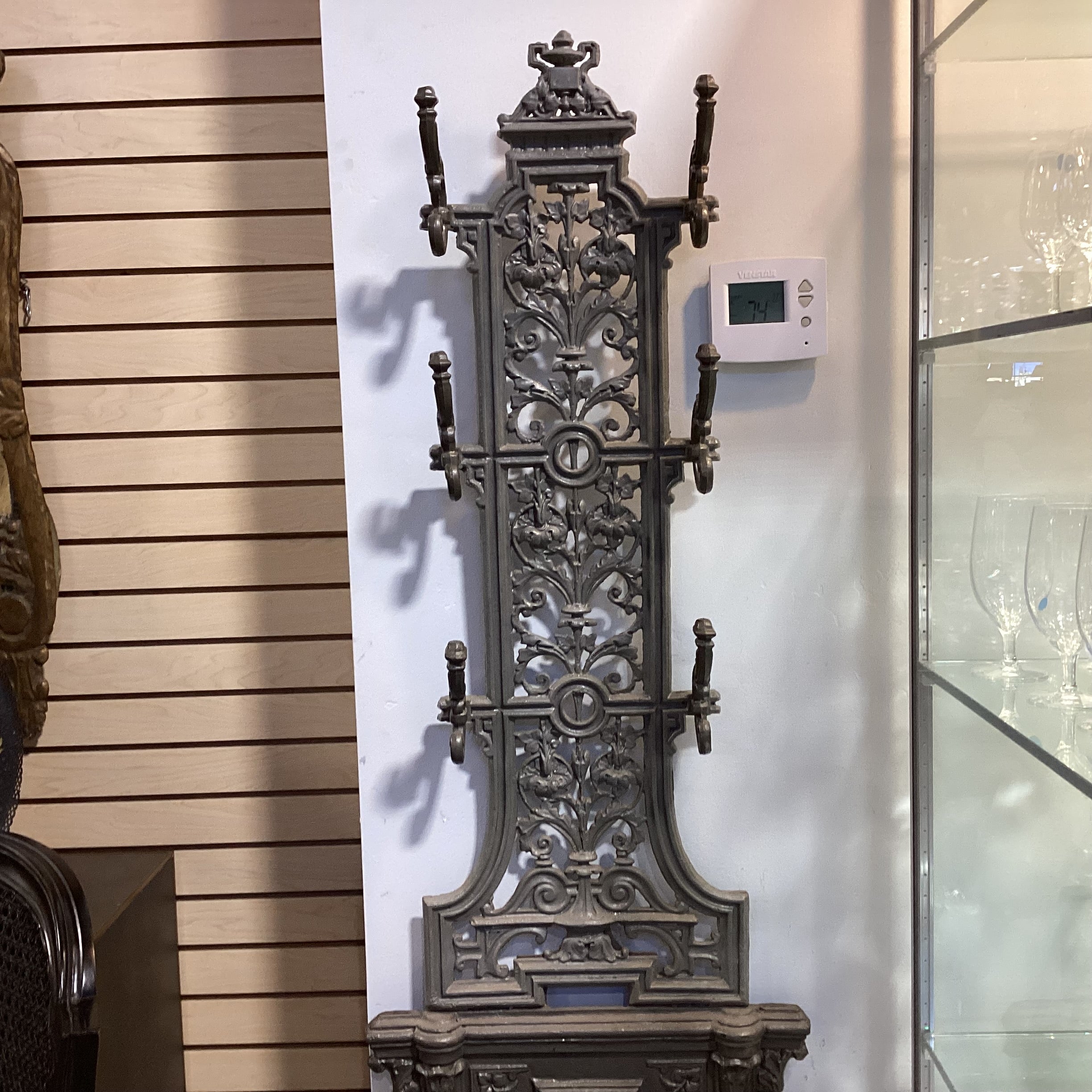 Antique Victorian Ornate Cast Iron Coat Hat & Umbrella Coat Rack Hall Tree 28"x 14"x 72"