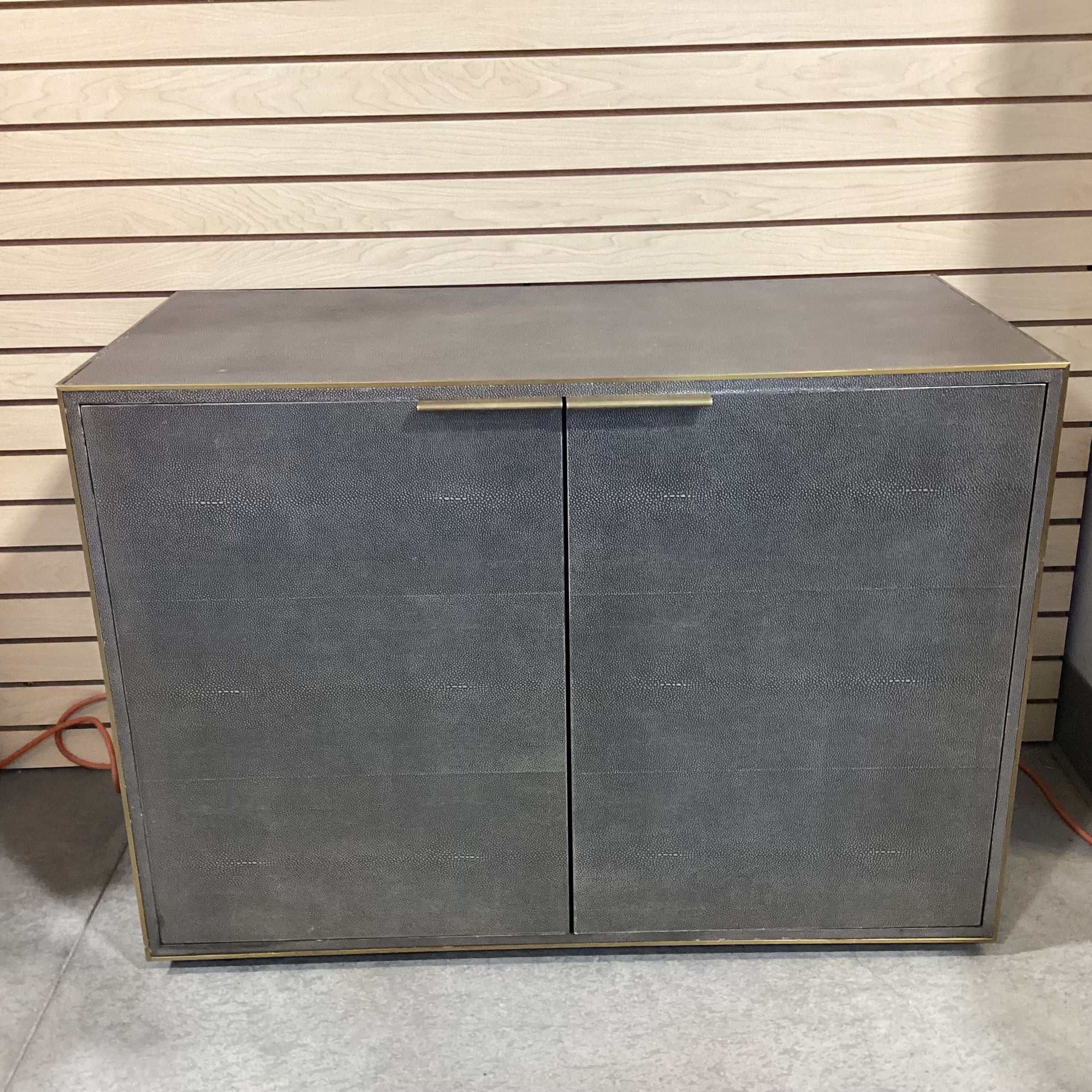 Restoration Hardware Saunderson Shagreen & Brass Cabinet Console 42"x 21"x 30.5"