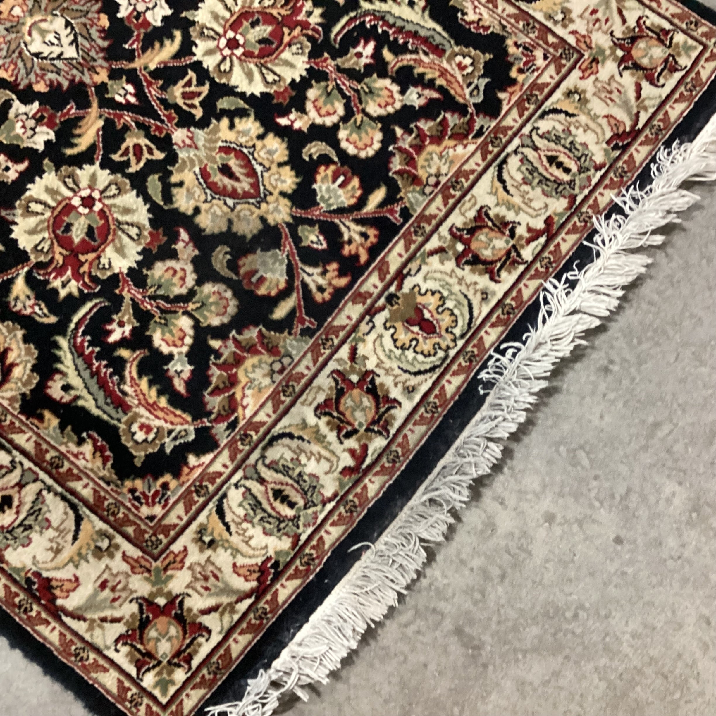 Ivory Black Red Handwoven Wool Runner Rug 2'7"x 11'