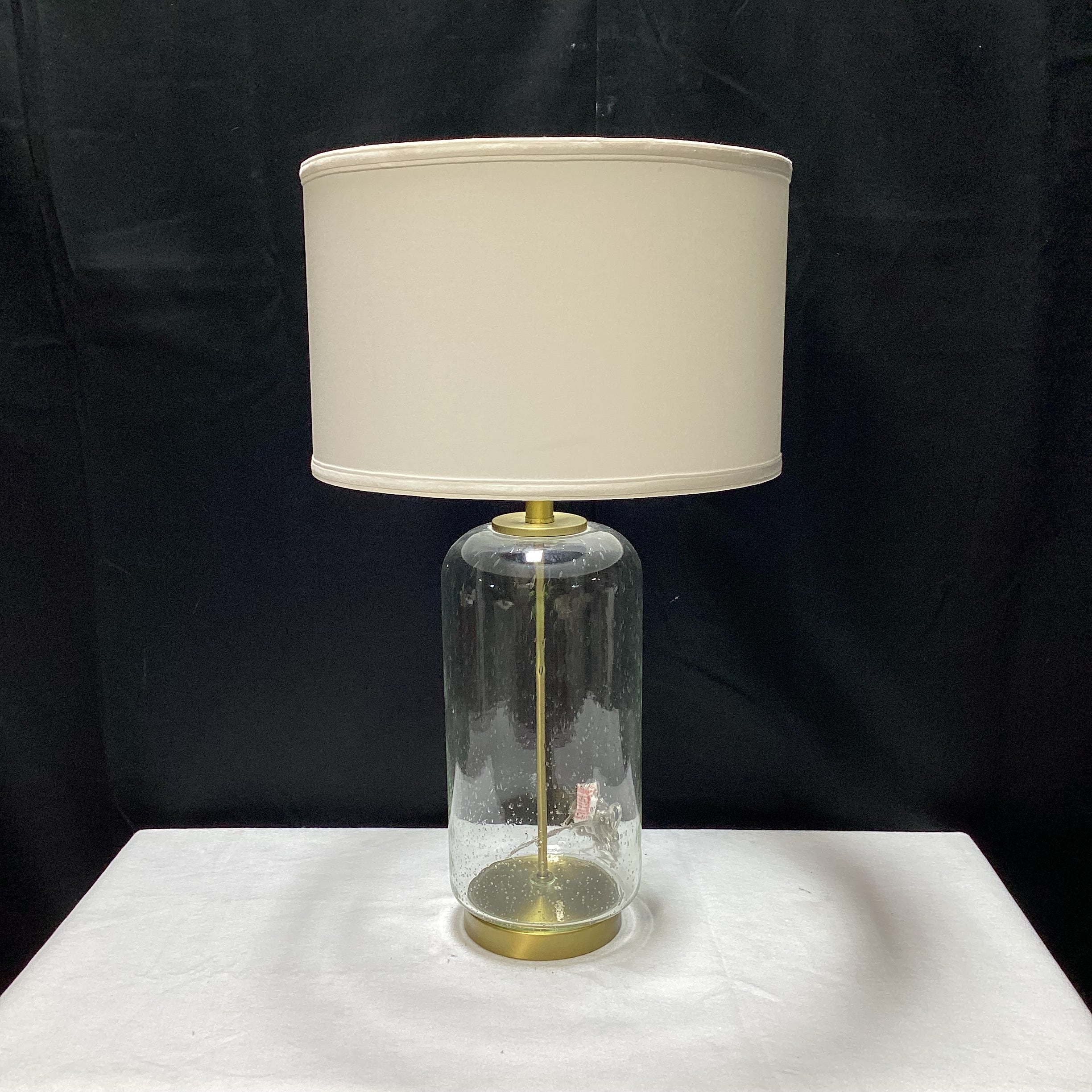 Bubble Glass Table Lamp With Shade (2) 15.5" x 29" x 7"