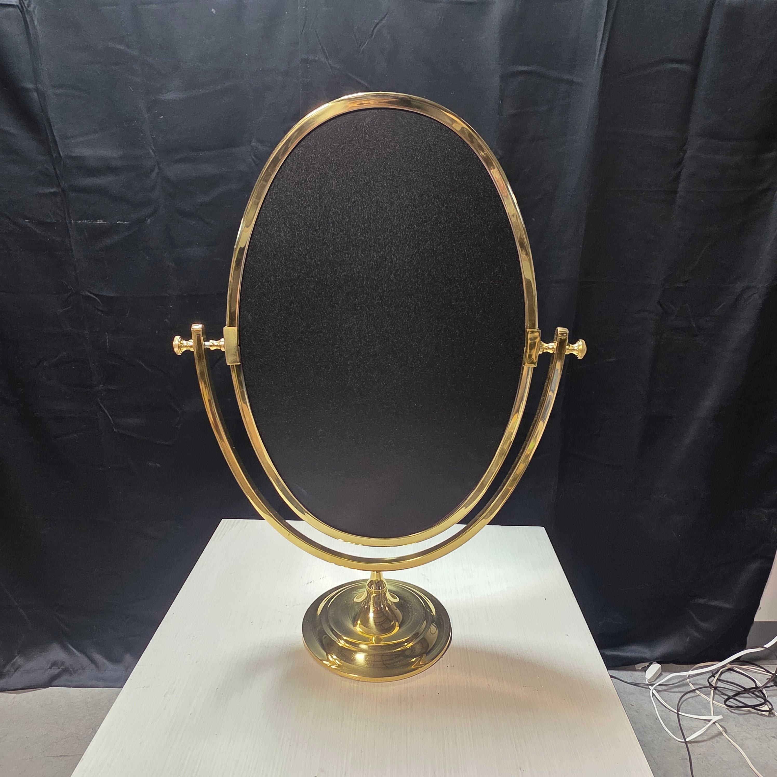 Vintage Brass Oval Mirror 16.5"x8"x11"