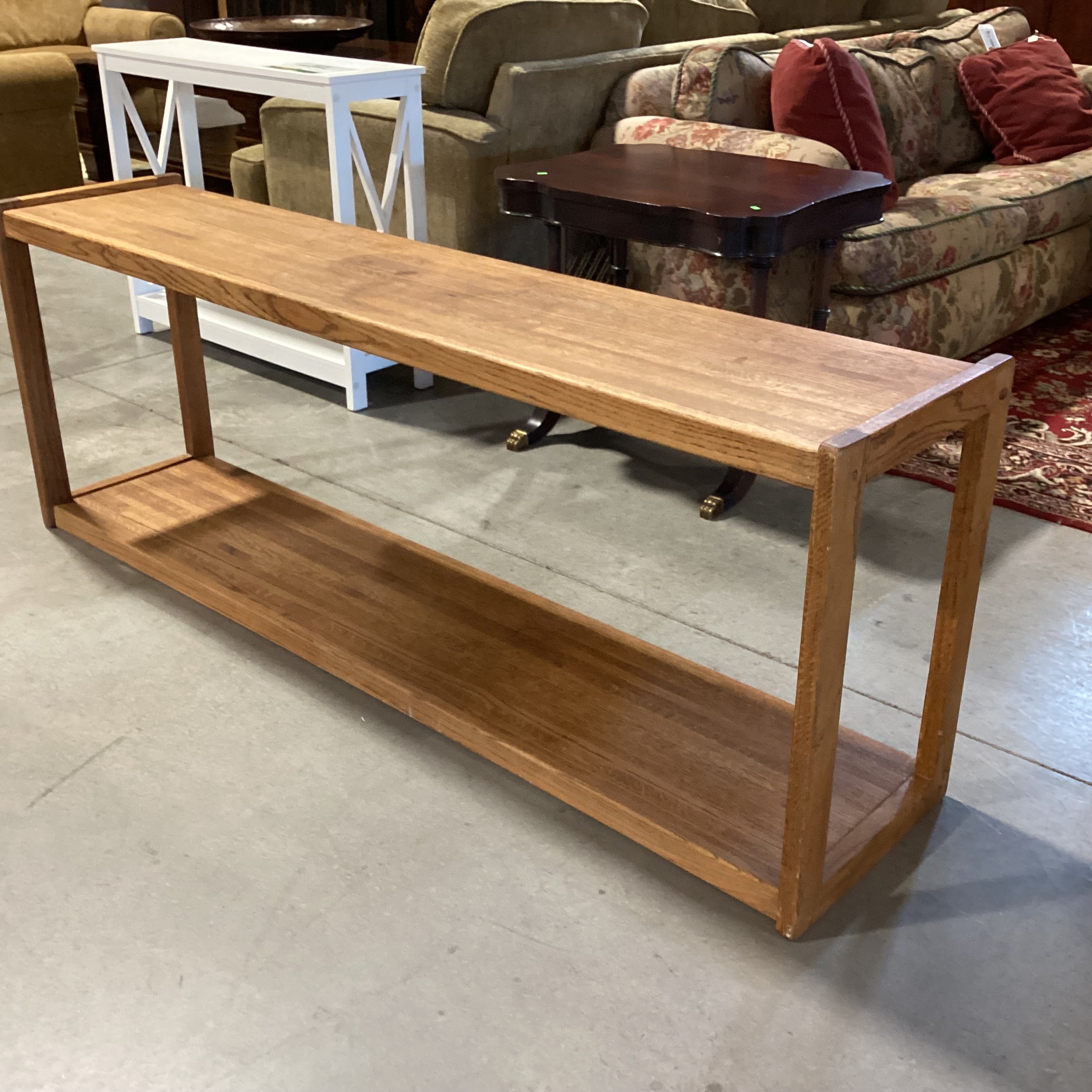Solid Oak 2 Tiered Console Sofa Table 71.5"x 16"x 26"