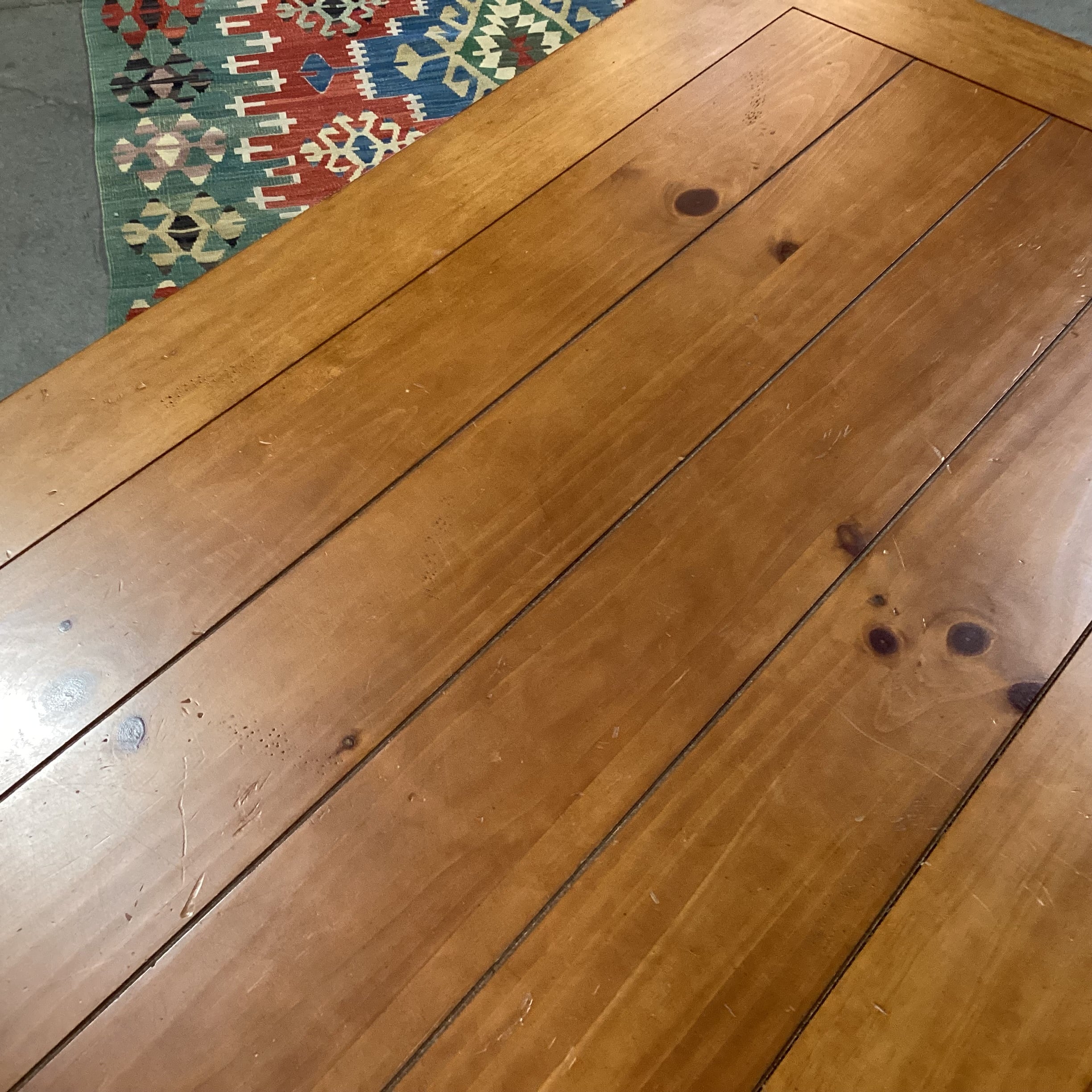 Finished Plank Wood & 3 Double Sided Basket Drawers Coffee Table 50"x 27"x 18.5"