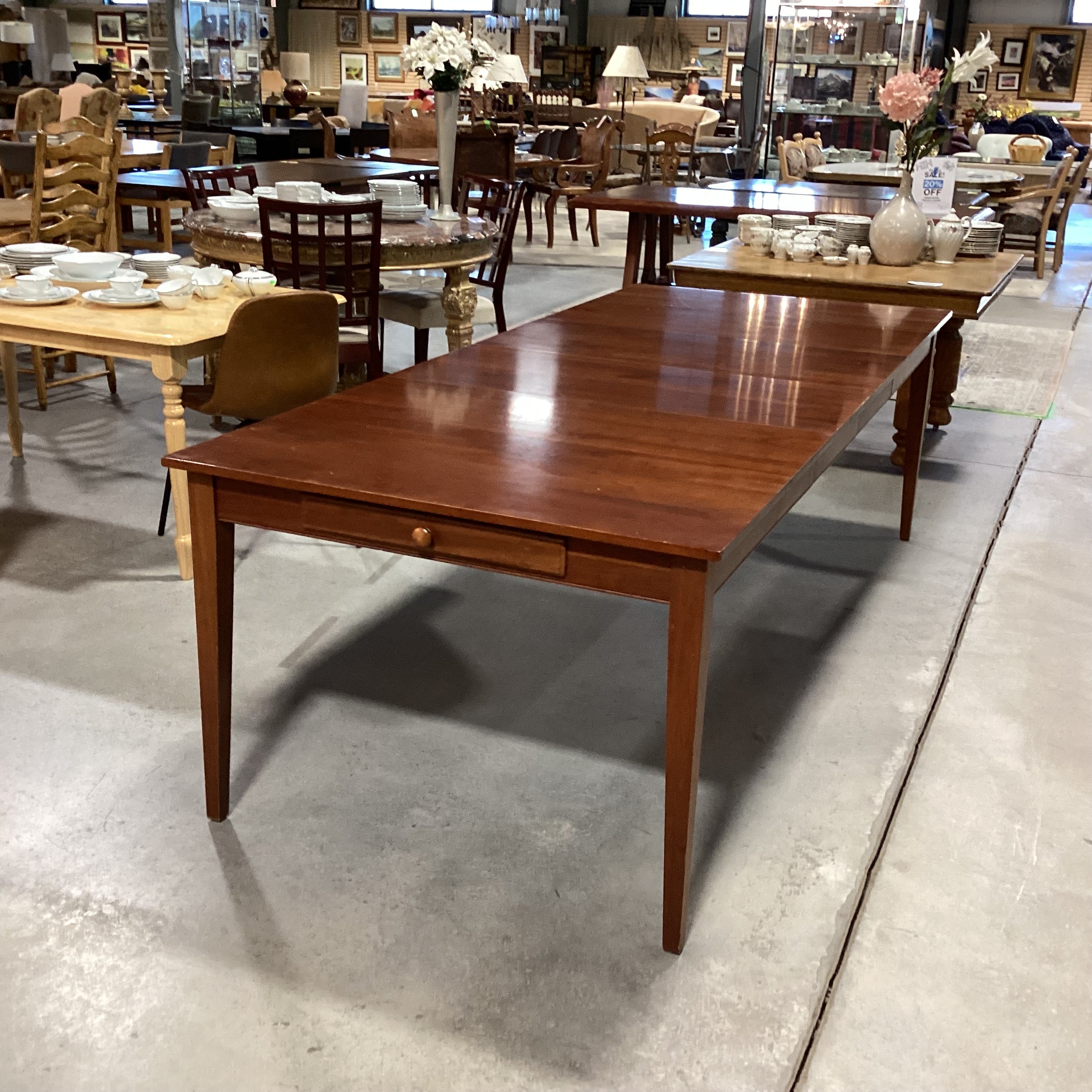 Ethan Allen Cherry 2 Leaves & End Drawers Dining Table 64" to 100"x 42"x 31"