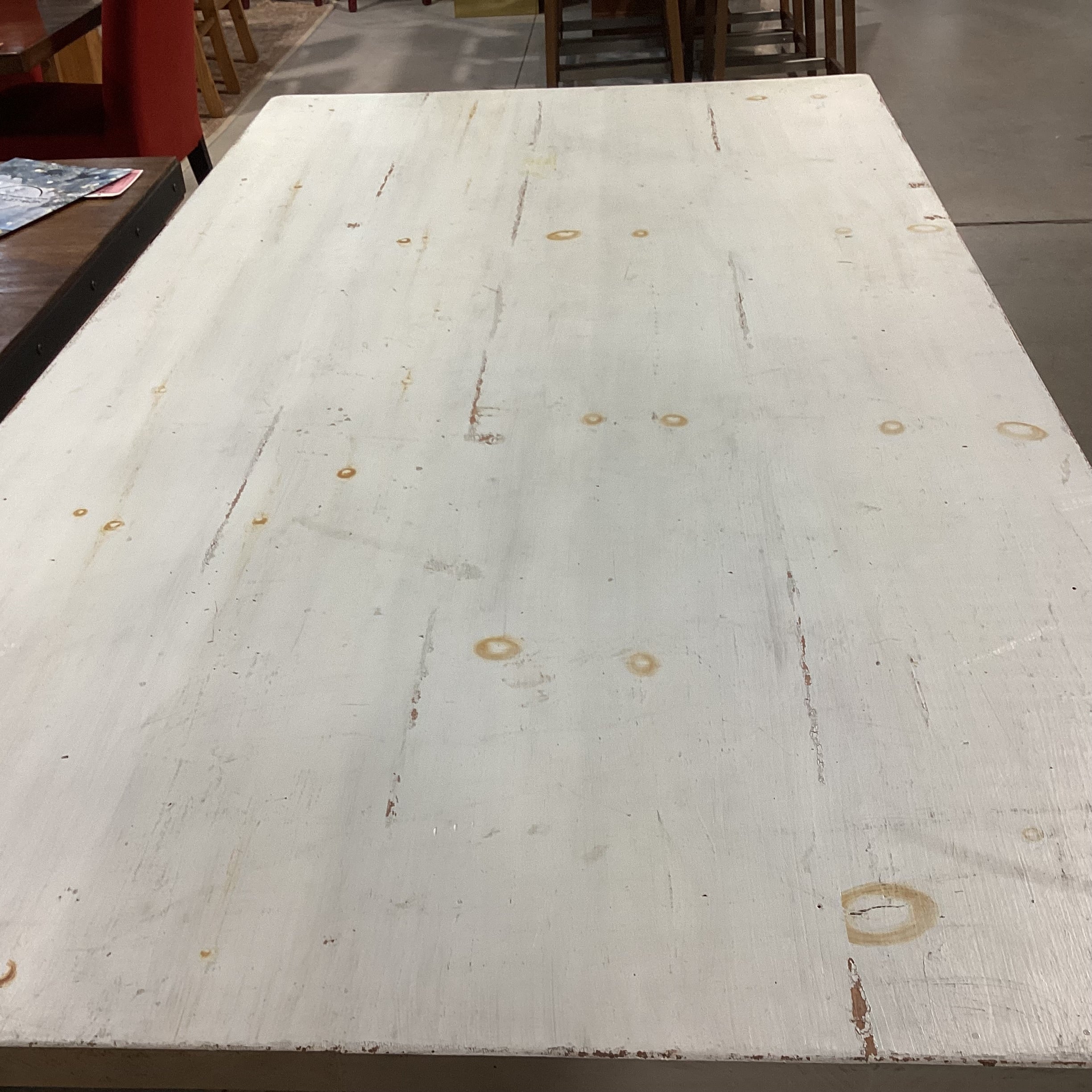 Rustic Farmhouse White Distressed Pine Dining Table 78"x 42"x 30.5"