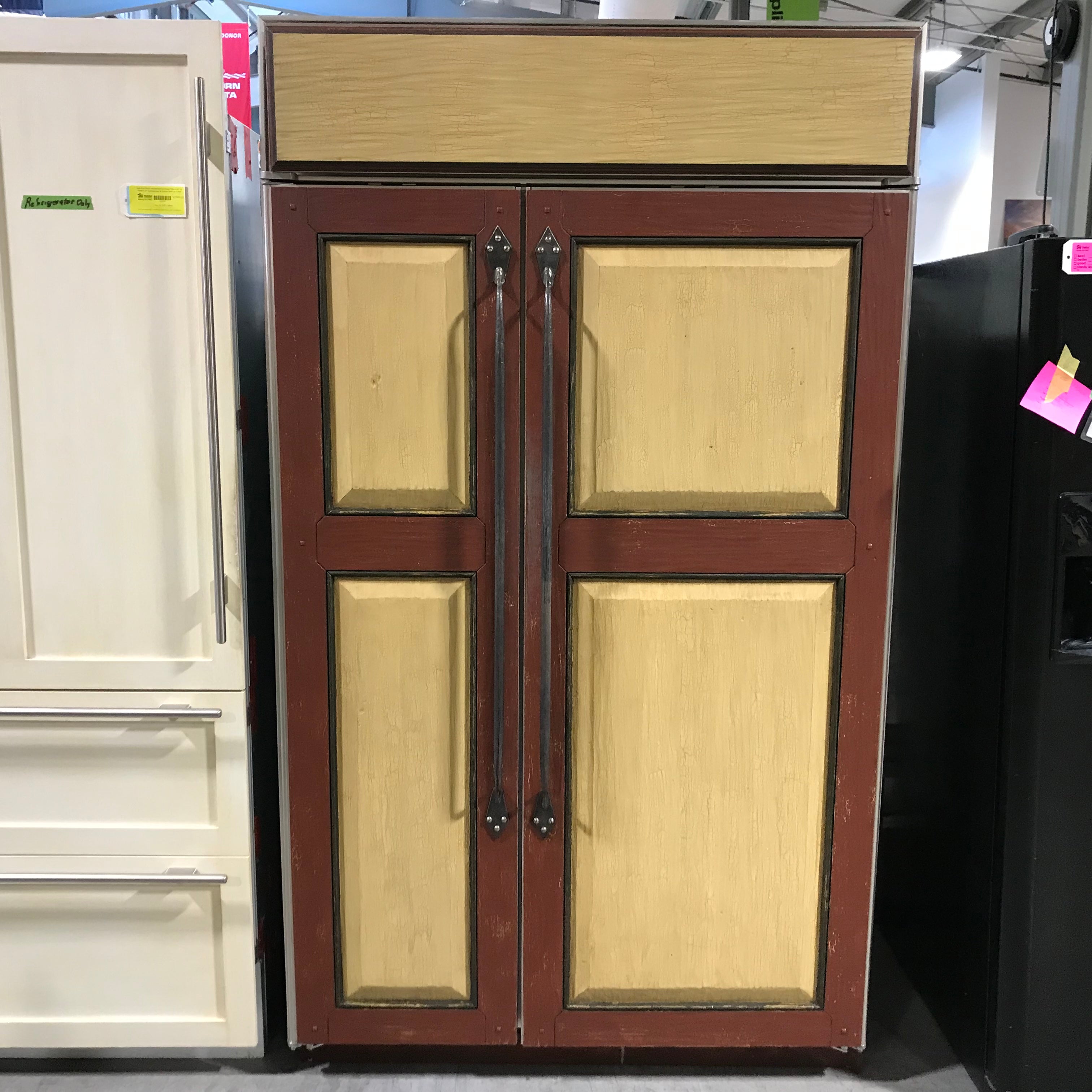 Sub-Zero 632 Wood Paneled Doors, Side-By-Side Refrigerator 48"x 25"x 84"