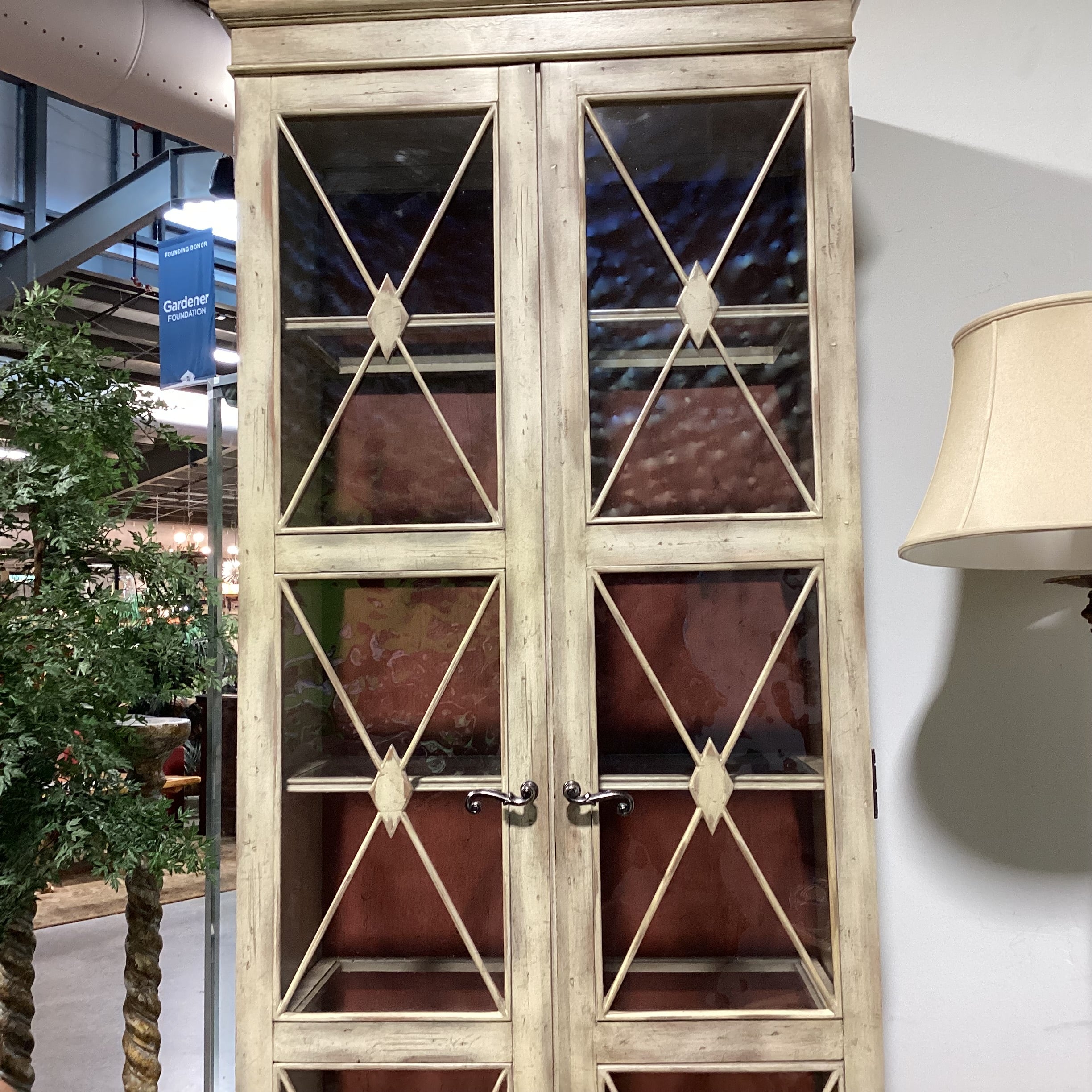 Hooker Furniture Sanctuary Dune Distressed Finish& Glass 2 Door with Shelves Display Armoire 35"x 18"x 84"