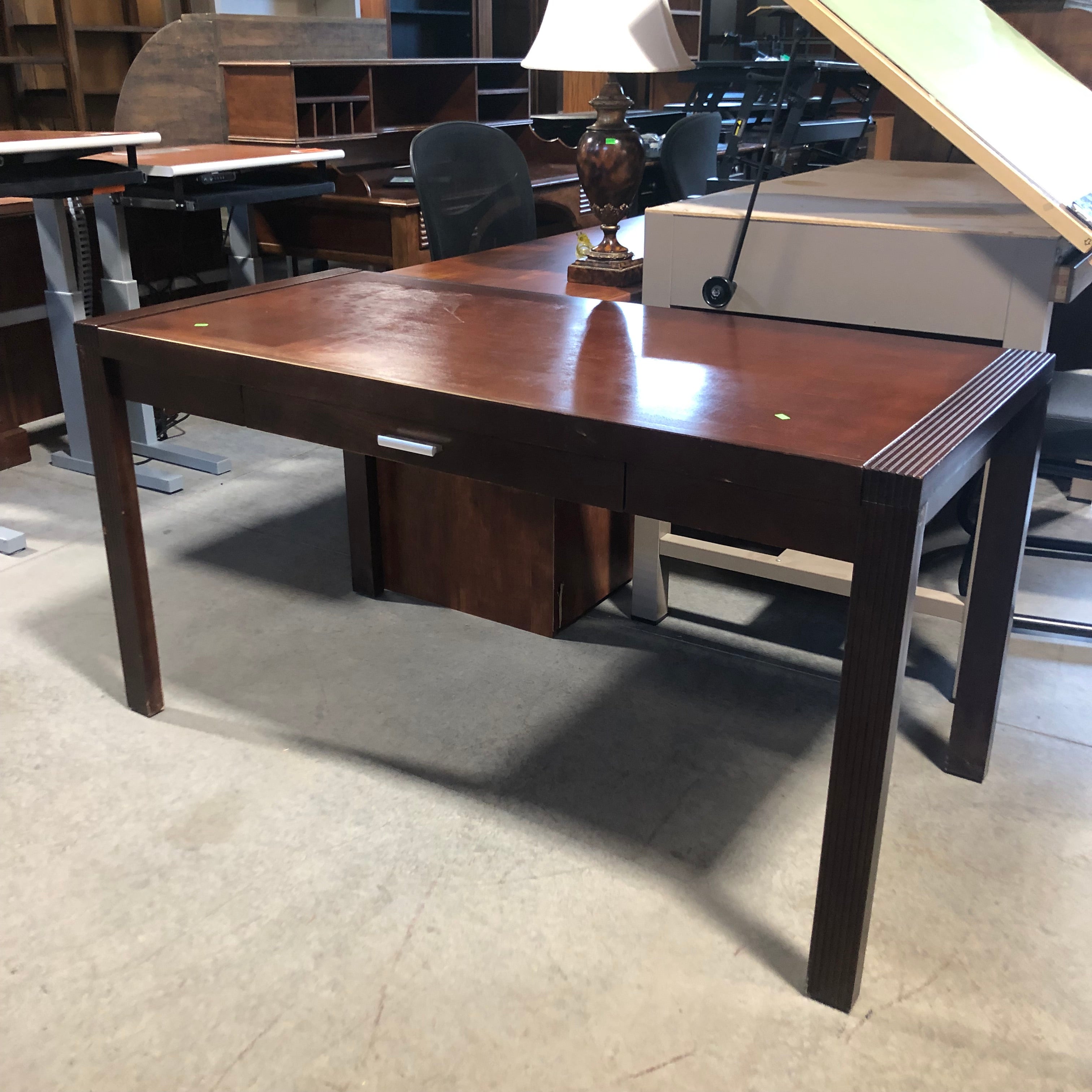 Solid Dark Finish Wood Office Desk 57"x 27"x 30.5"