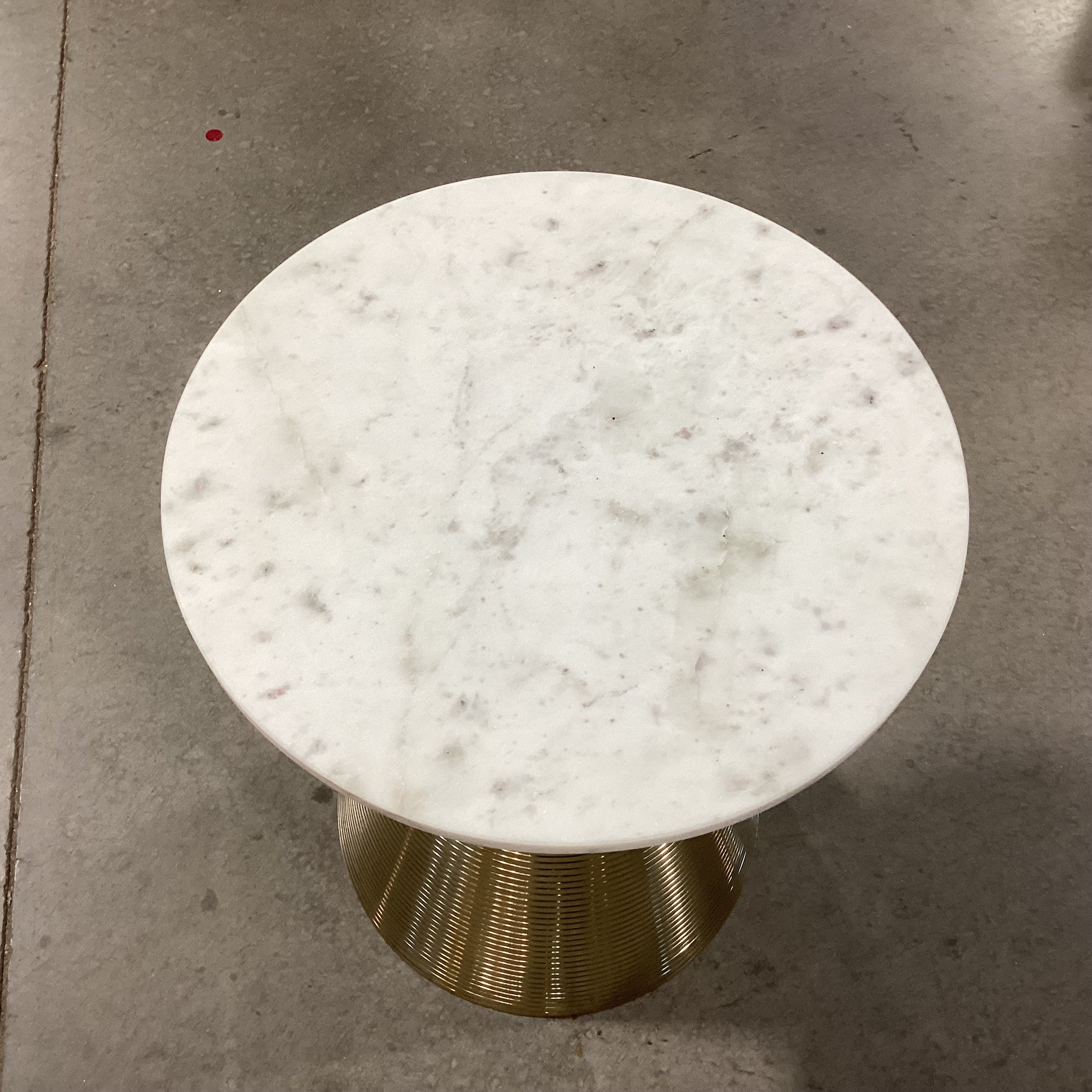 TOV Furniture Tempo Gold Metal Conical Base & Round Marble Accent Table