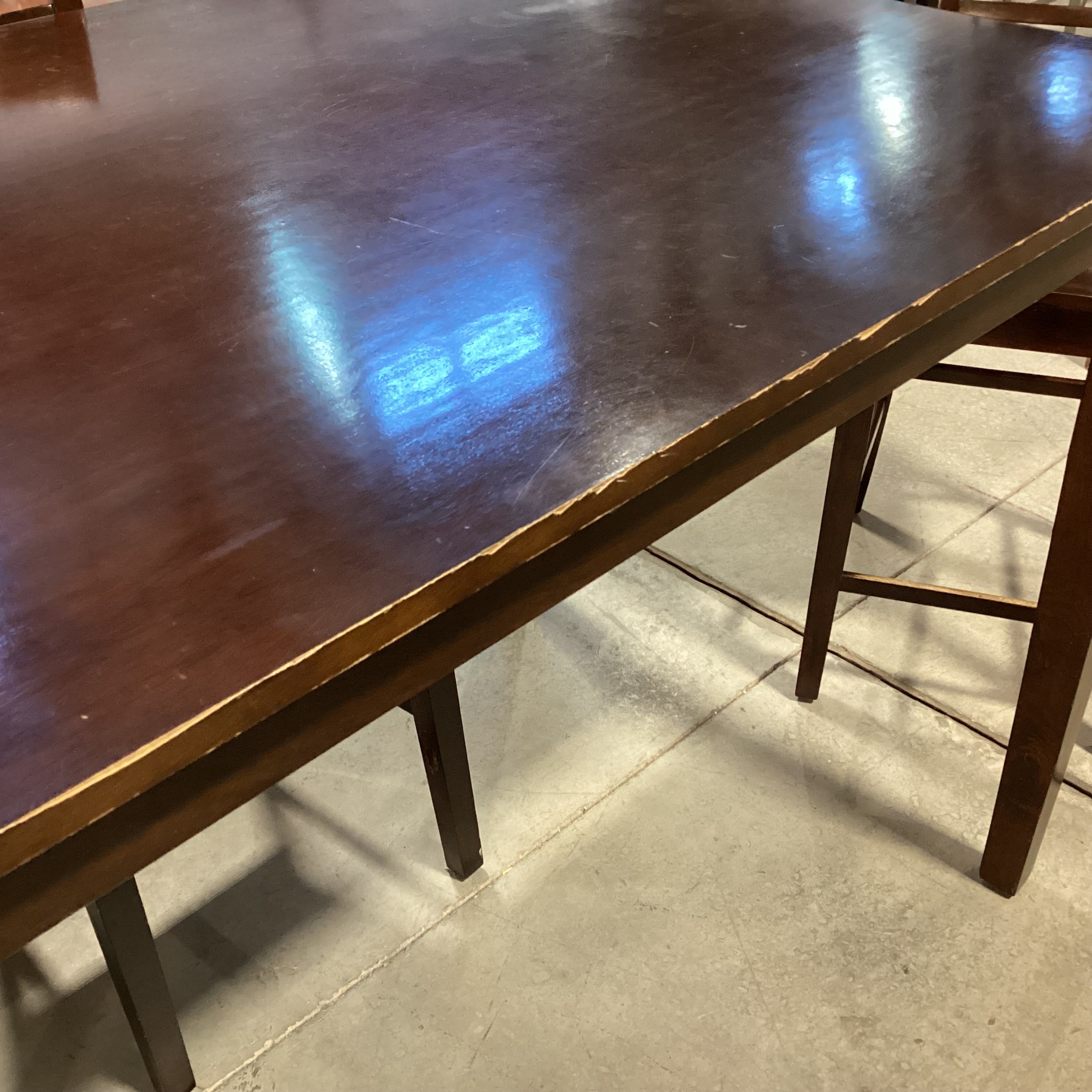 Dark Finish Wood & Veneer Bar Height Table & 4 Barstools Dining Set 48"x 36"x 36"