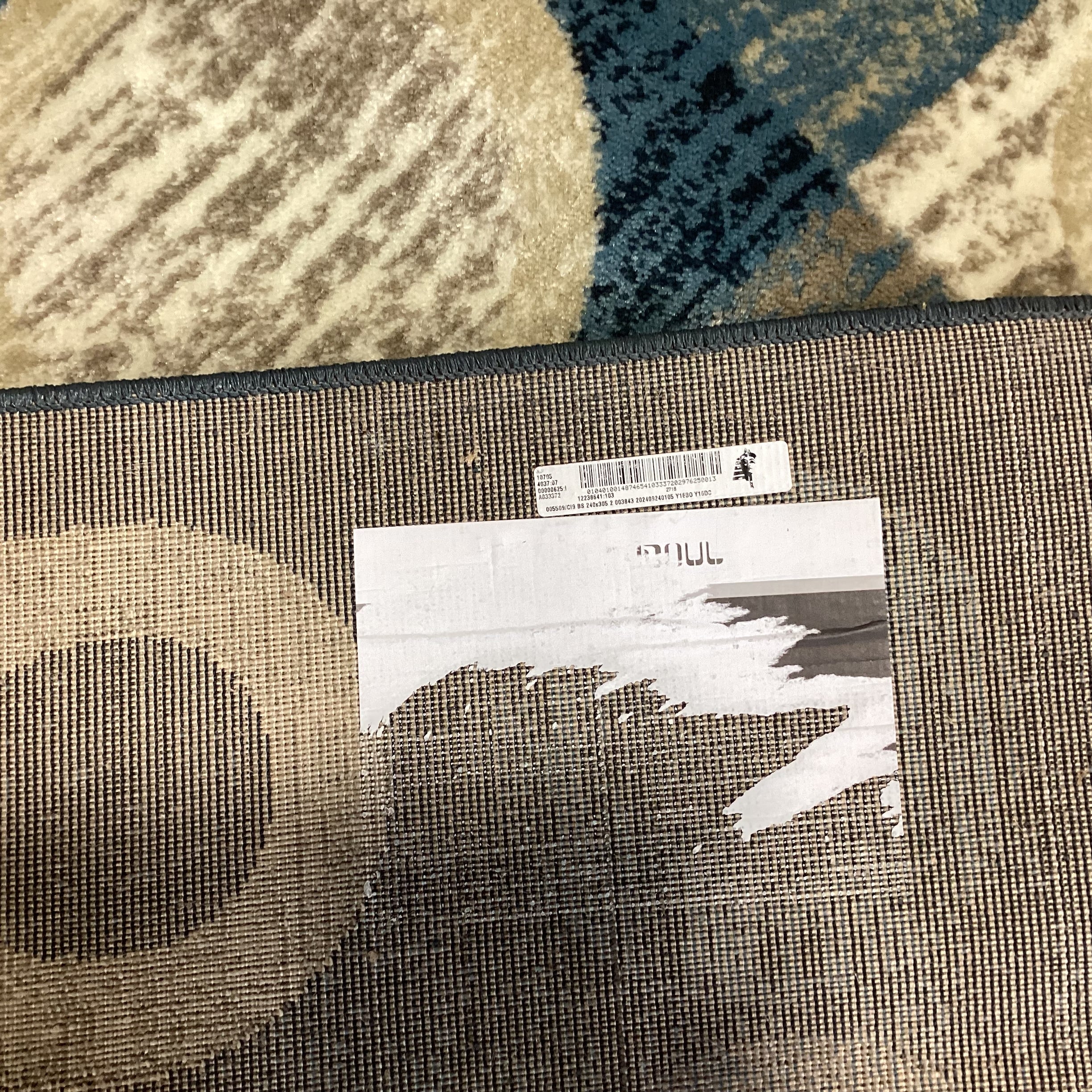 DahDoul Riverside Blue Beige Circle Design Poly Rug 8'x 10'