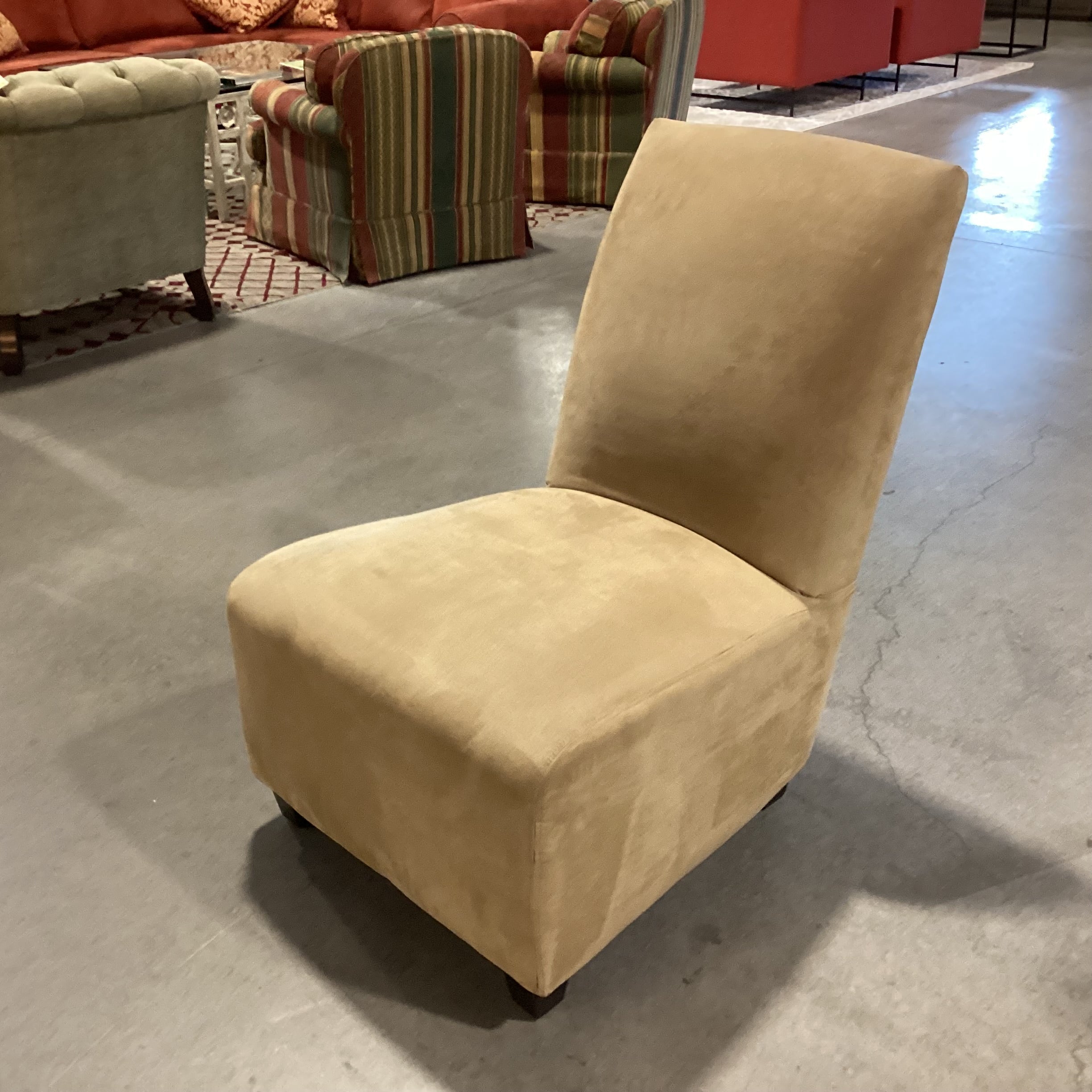 Golden Chair Furniture Tan Micro Suede Slipper Chair 26"x 33"x 36"