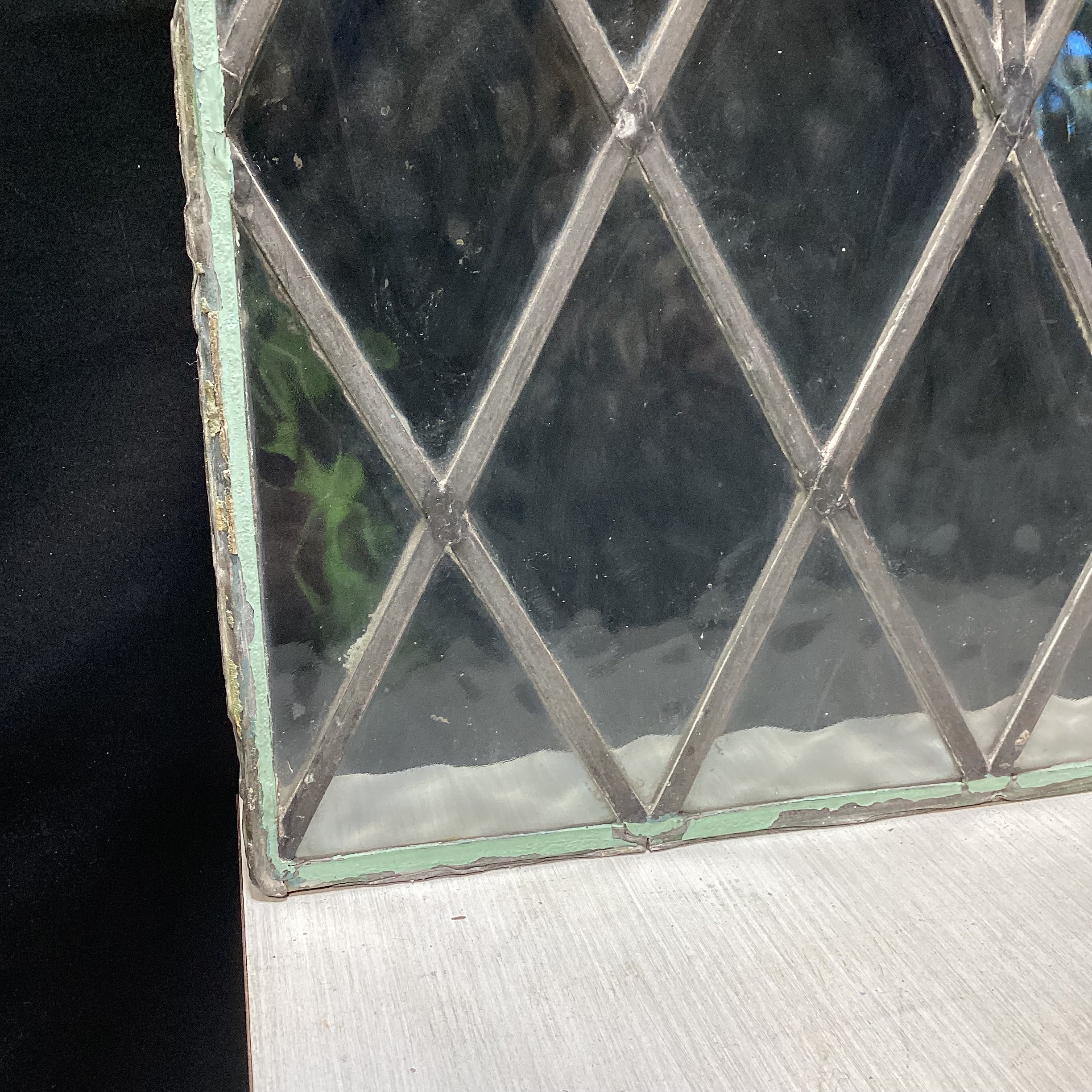 Vintage Stained Glass Shield  Window 20" x 27"