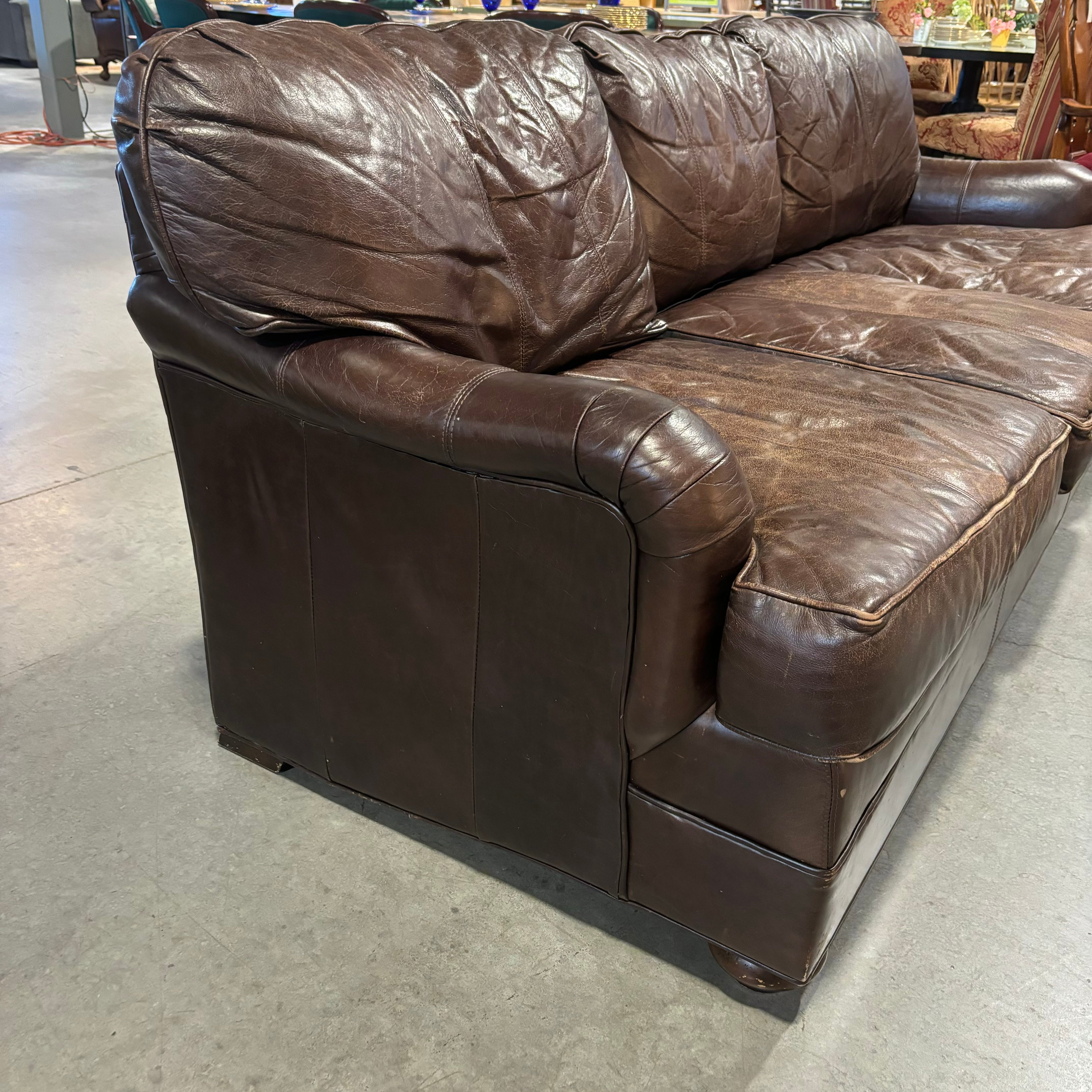 Vanguard Furniture American Bungalow Three Cushion Genuine Leather Sofa 84"x 36"x 30"