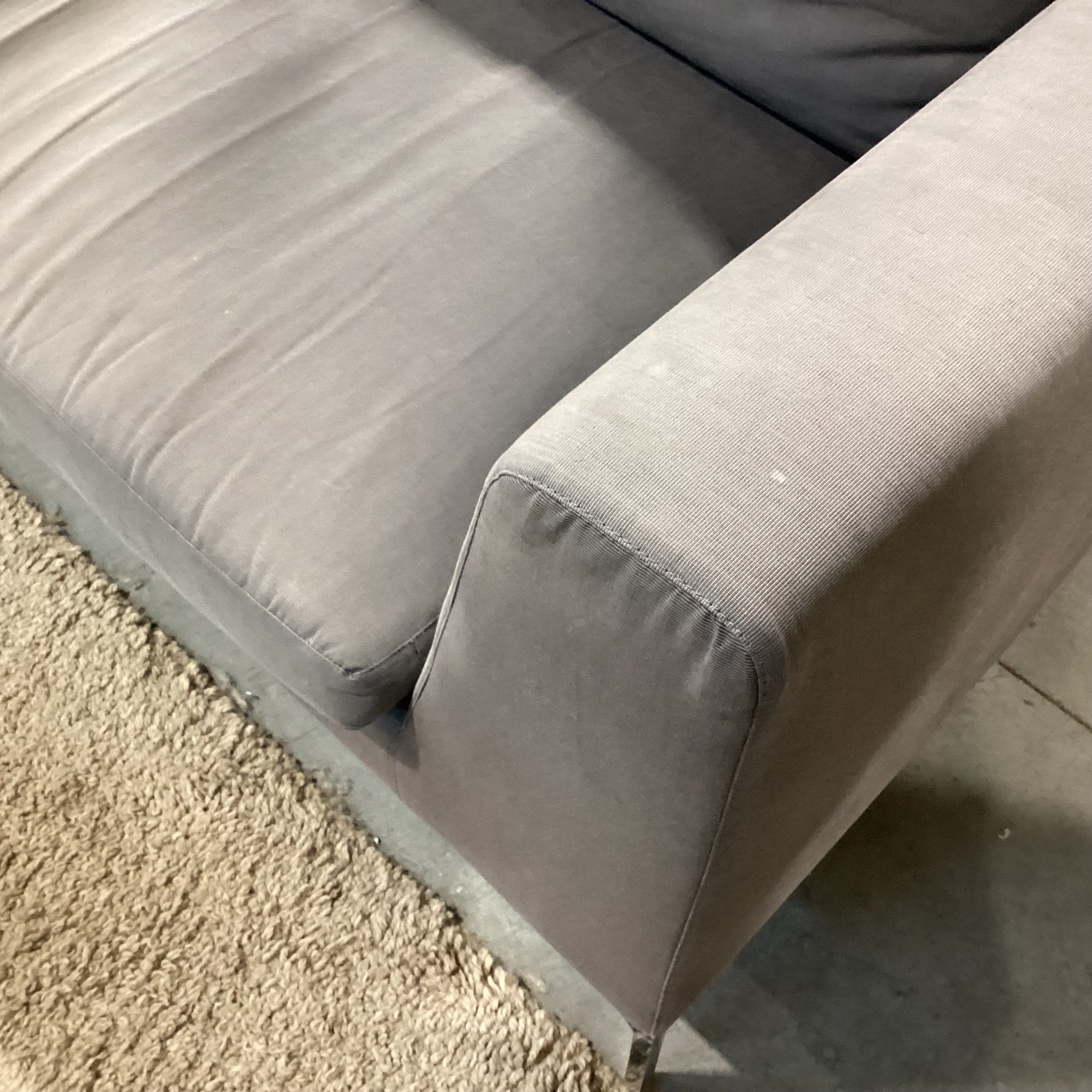 B & B Italia Maxalto Grey & Chrome 2 Piece with Chaise Sectional 128"x 62"x 38"x 28"