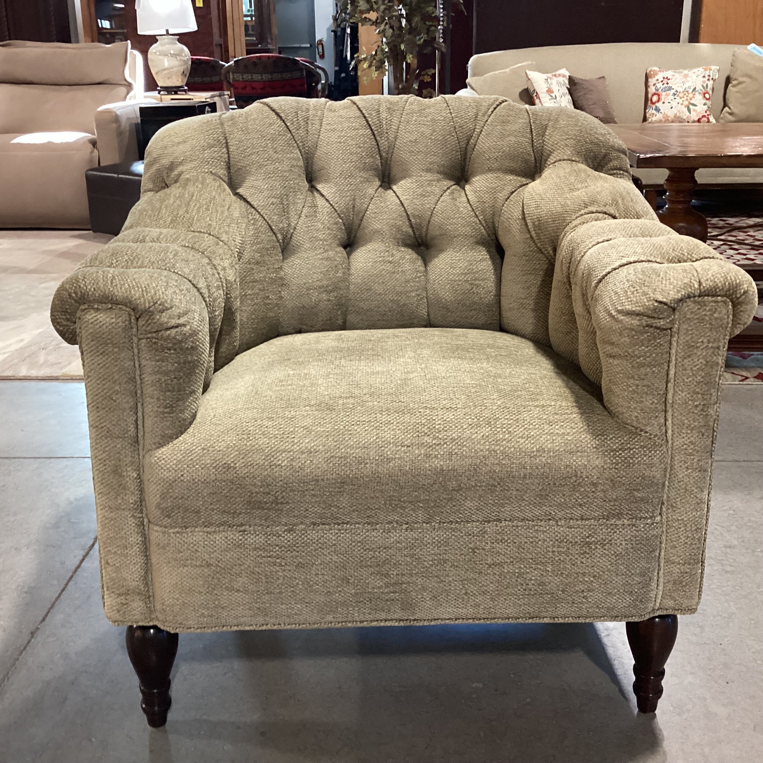 JJ Custom Sage Woven Chenille Tufted Chair 32"x 32"x 32"